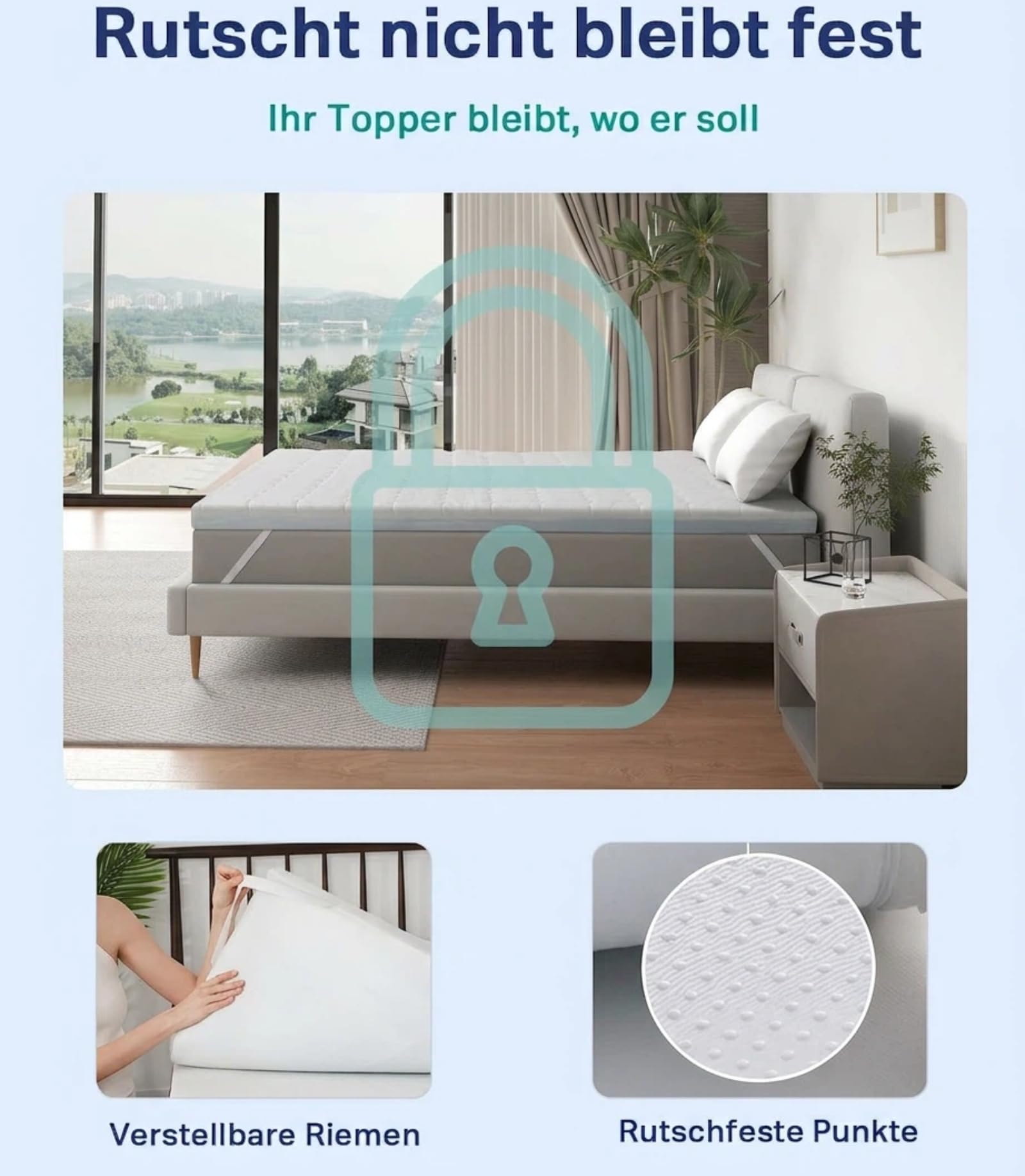 Ego Home Surmatelas 140 x 190 cm, Hauteur 7 cm, avec Mousse de Coupe 7 Zones, certifié Öko-TEX, surmatelas 140 x 190 cm, pour lit à sommier tapissier, Matelas, canapé-lit