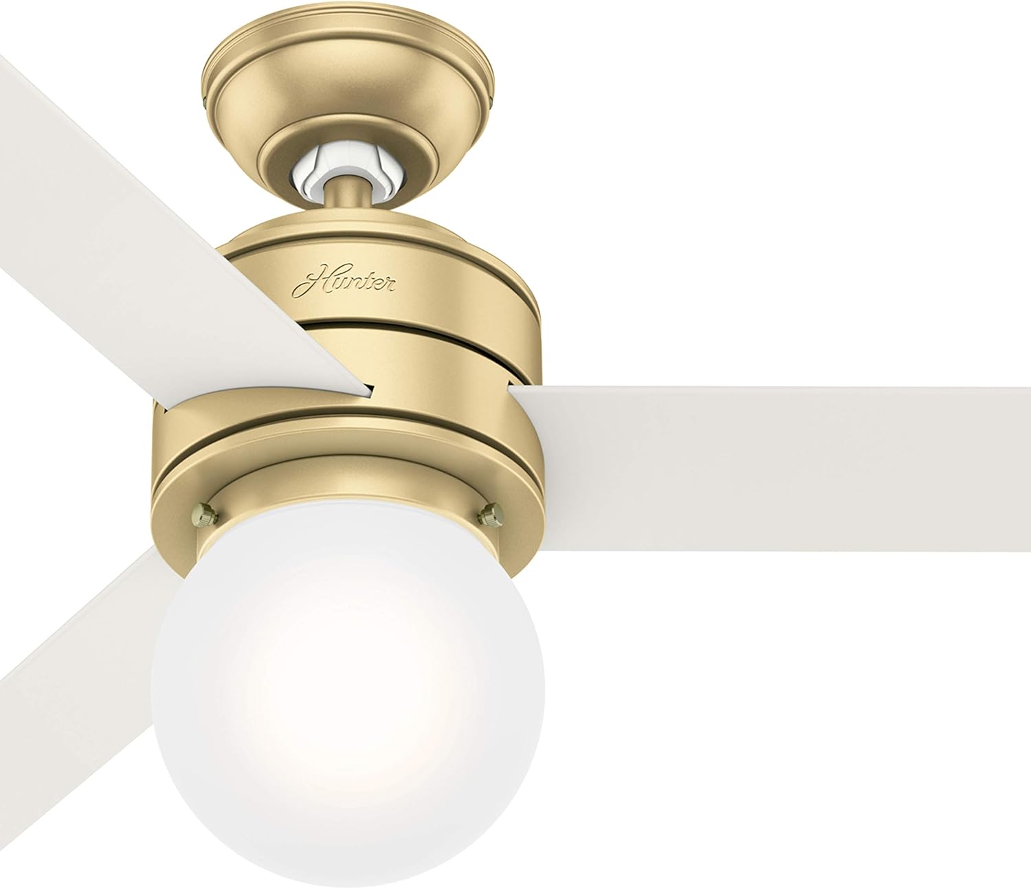 Hunter Fan 52 inch Casual Modern Brass Finish Indoor Ceiling Fan with Light Kit and Remote Control for Living Room, Bedroom, Office, Laundry Room (Renewed)