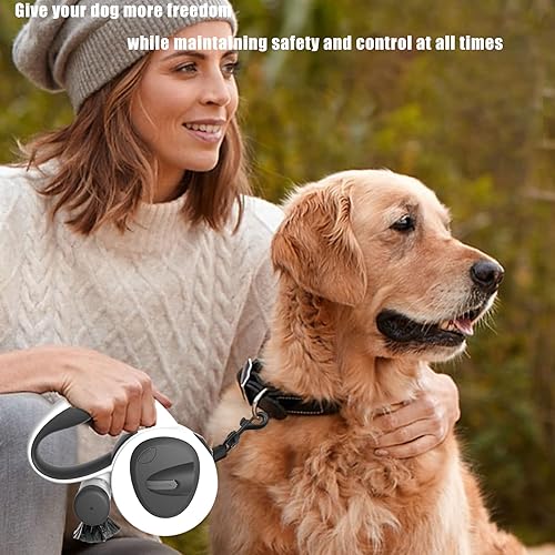 Miniatura 7 de HCY&WLD Correa retráctil 4 en 1 mejorada para perro con luz LED, dispensador y bolsas para excrementos, correa resistente de 16 pies para perros con