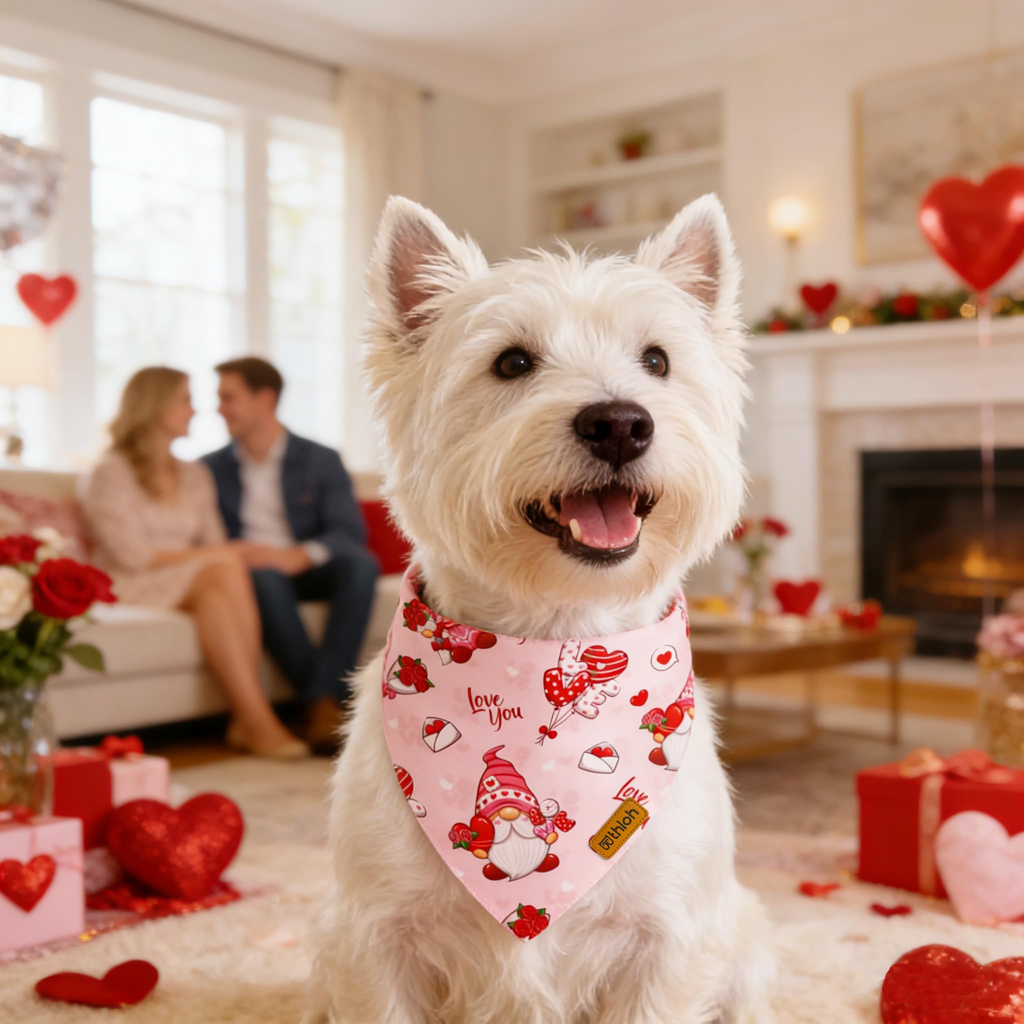 Valentines Hundehalstücher mit Druckknopf, wendbar, rosa Halstücher für kleine, mittelgroße und große Hunde, verstellbares Haustier-Kostüm-Zubehör für Fotoshootings, Größe L, 2 Stück