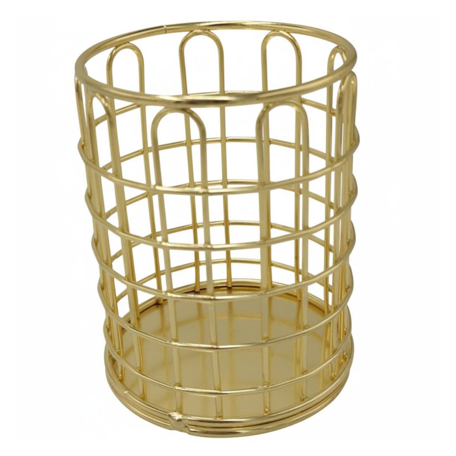 CALANDIS Nordic Aesthetic Stationery Holder Wrought Iron Crafted Metal Wire Pencil Cup Multi-Functional Wire Makeup Brush Holder Gold U-shape-image-5