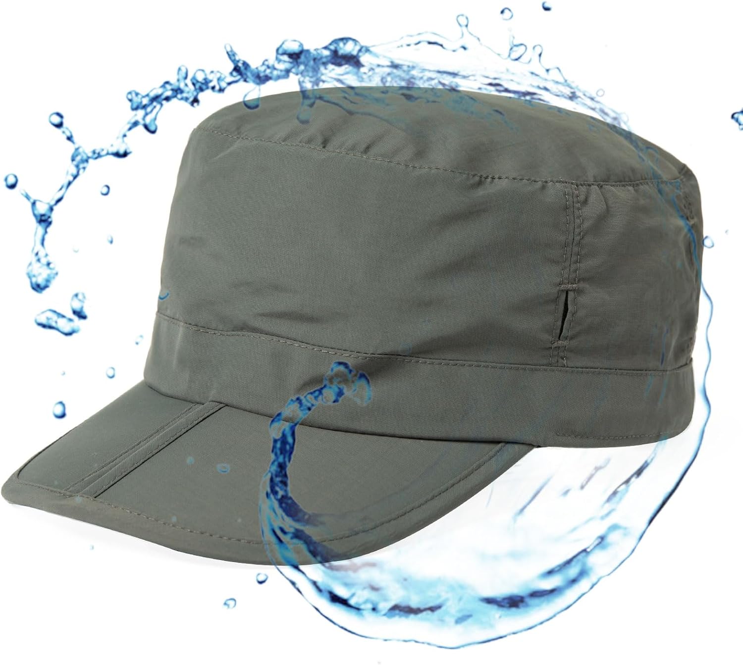 TOP-EX Men's Waterproof Army Hat - Foldable Brim Cadet Military Cap for Golf, Running, Outdoor Dad Baseball Ball Caps, Dark Grey XL XXL Extra Large Big Head Oversize