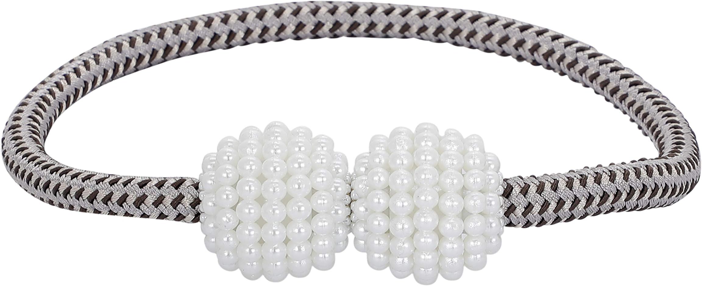 Ramcha Magnetic 4 Piece Polyester Tieback Set (Brown and Silver)