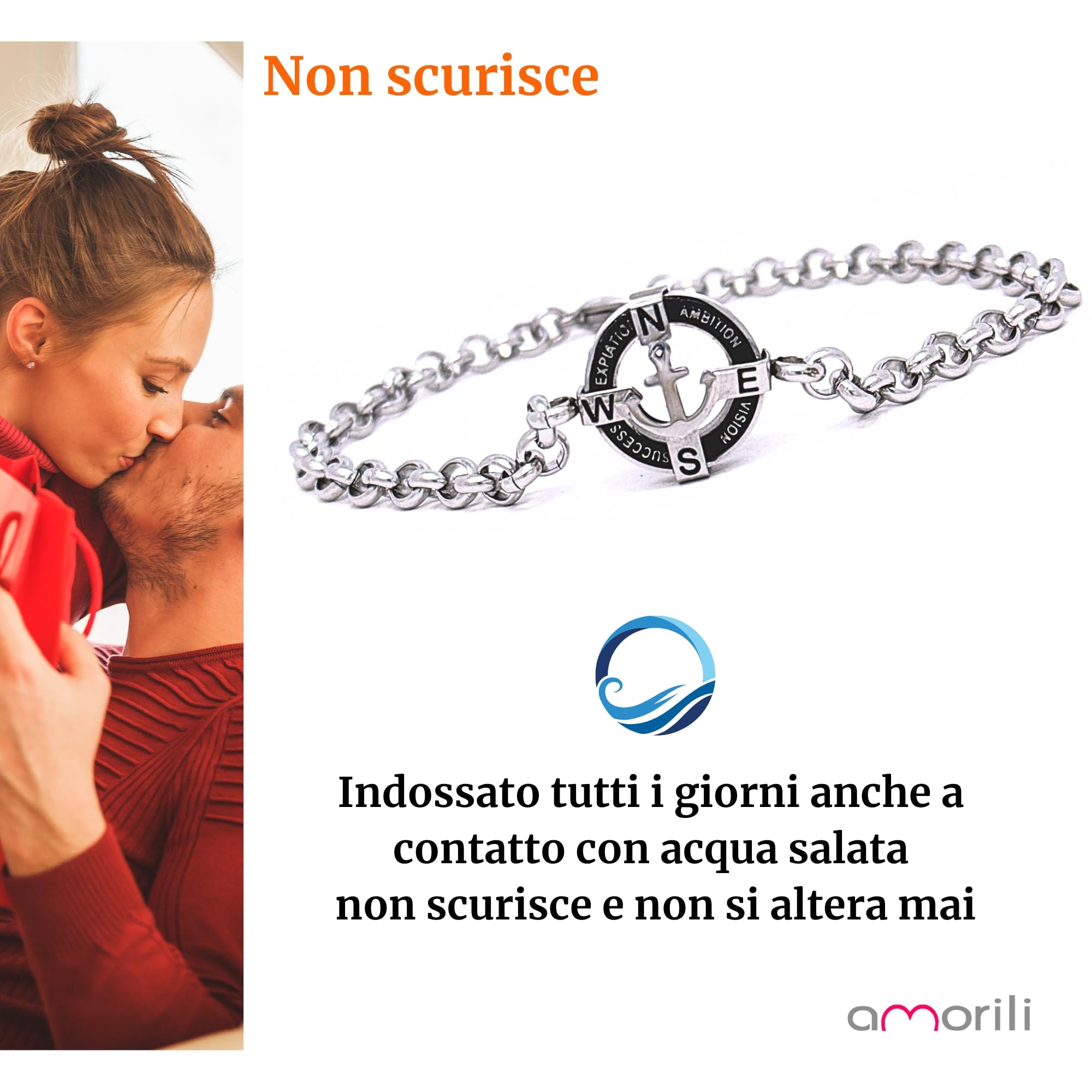 Bracciale Uomo Ancora e Bussola in Acciaio Inossidabile – Braccialetto Nautico Regolabile Elegante – Idea Regalo BCC3122