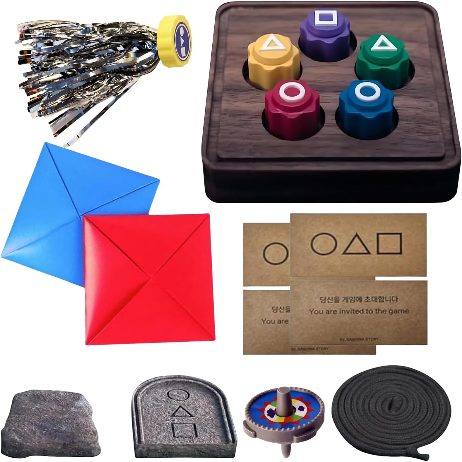 ReeRaa Gonggi Korean Game, Gonggi Korean Tossing Game Set (Korean Traditional Play Game) Jebi chagi Gonggi Stone catching Game Biseokchigi Paeng-y DDAKJI Family Party Game Game Collections (1 Set)