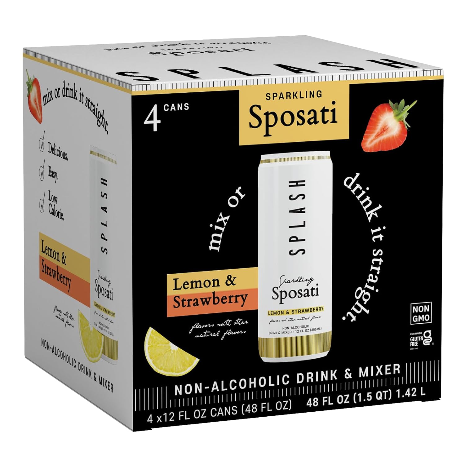 SPLASH Sparkling Premium Cocktail Mixer 12 Fl Oz Low