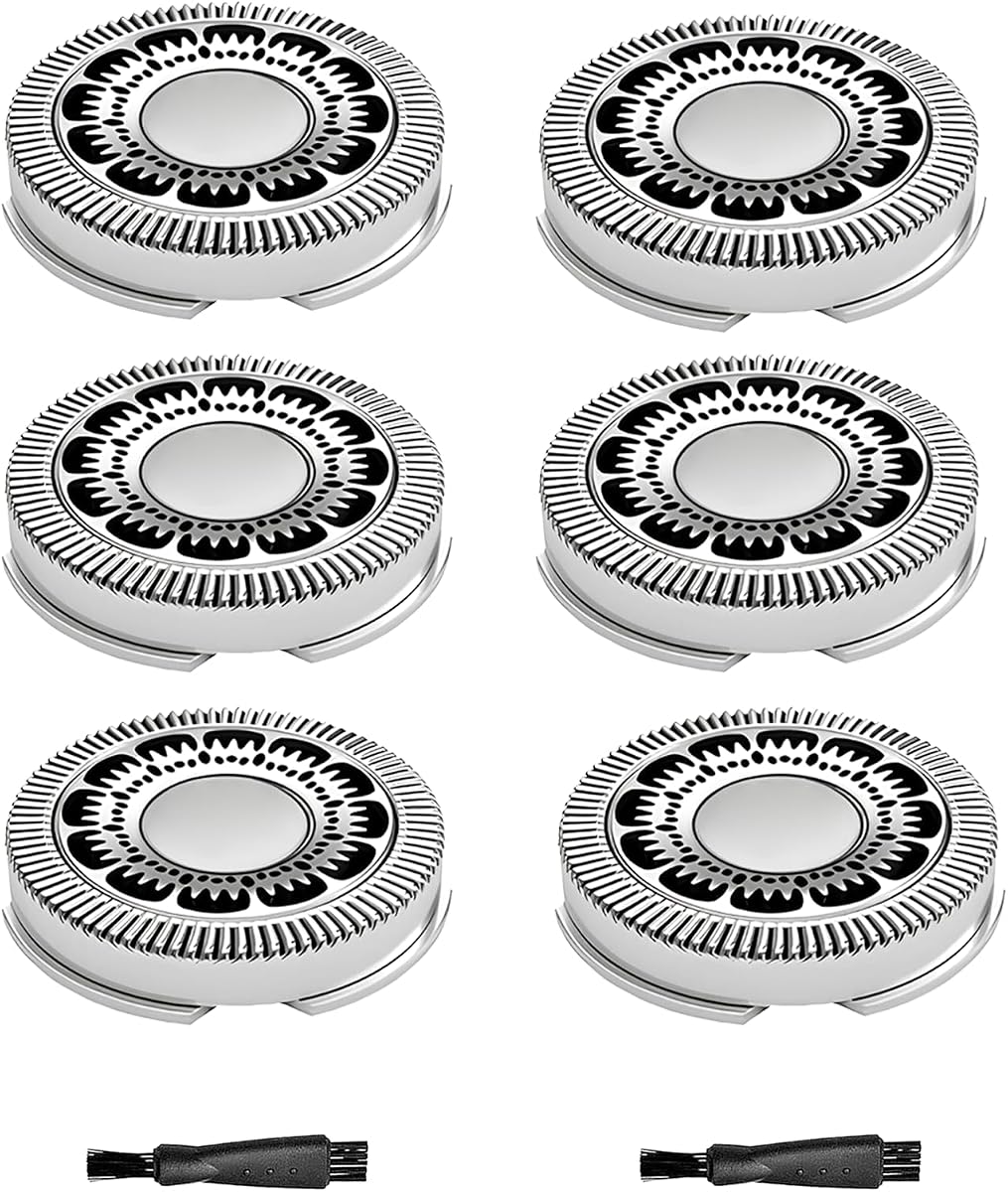 SH90 Replacement Shaver Heads Compatible with Philips Norelco 9000 | Replacement Heads for Norelco Elctric Shaver Series 9000(S9xxx) S9000, S9011, S9021, S9031, Upgrade SH90 Blades, 2 Brush