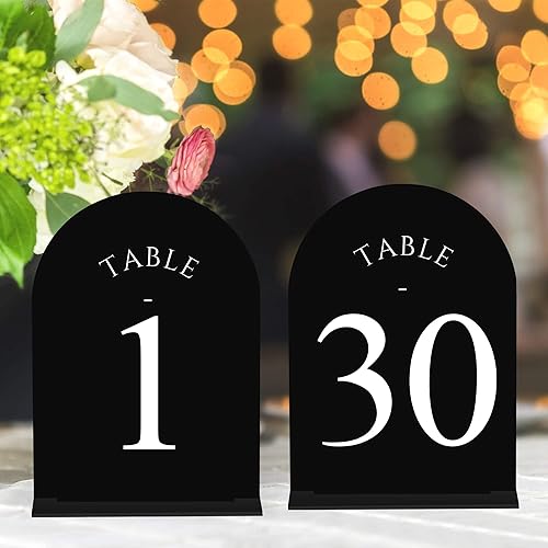 Paquete de 30 soportes negros para números de mesa, 5 x 7 pulgadas, números de mesa de acrílico 1-30, números de mesa de boda para recepción de