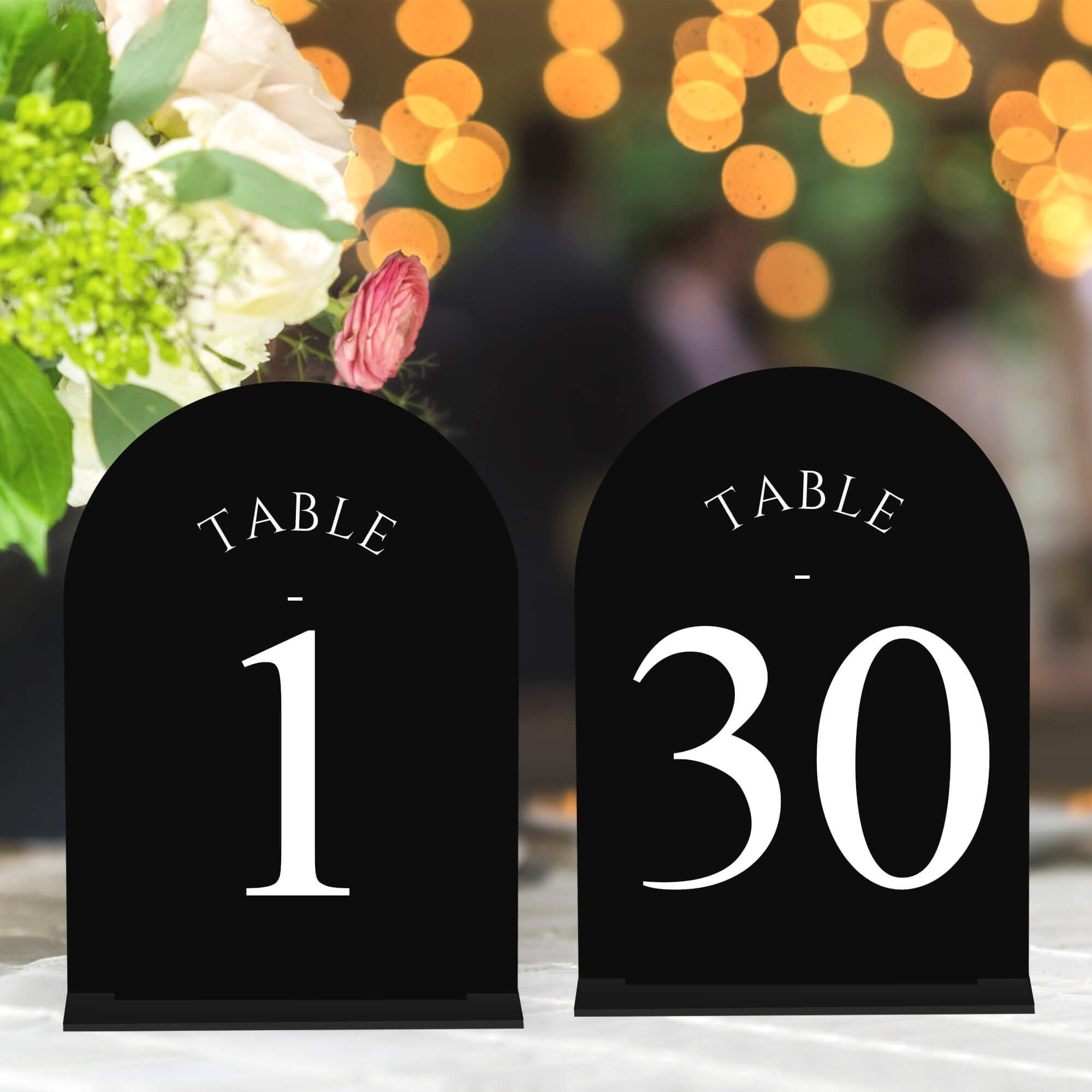 JOYIT Arch Wedding Table Numbers 1-30 with Stands, 5x7 Acrylic