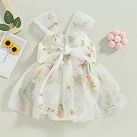 Vista 3 de Vestido de verano para bebé niña, con tirantes ajustables, sin espalda, bordado floral, vestido tutú de cumpleaños