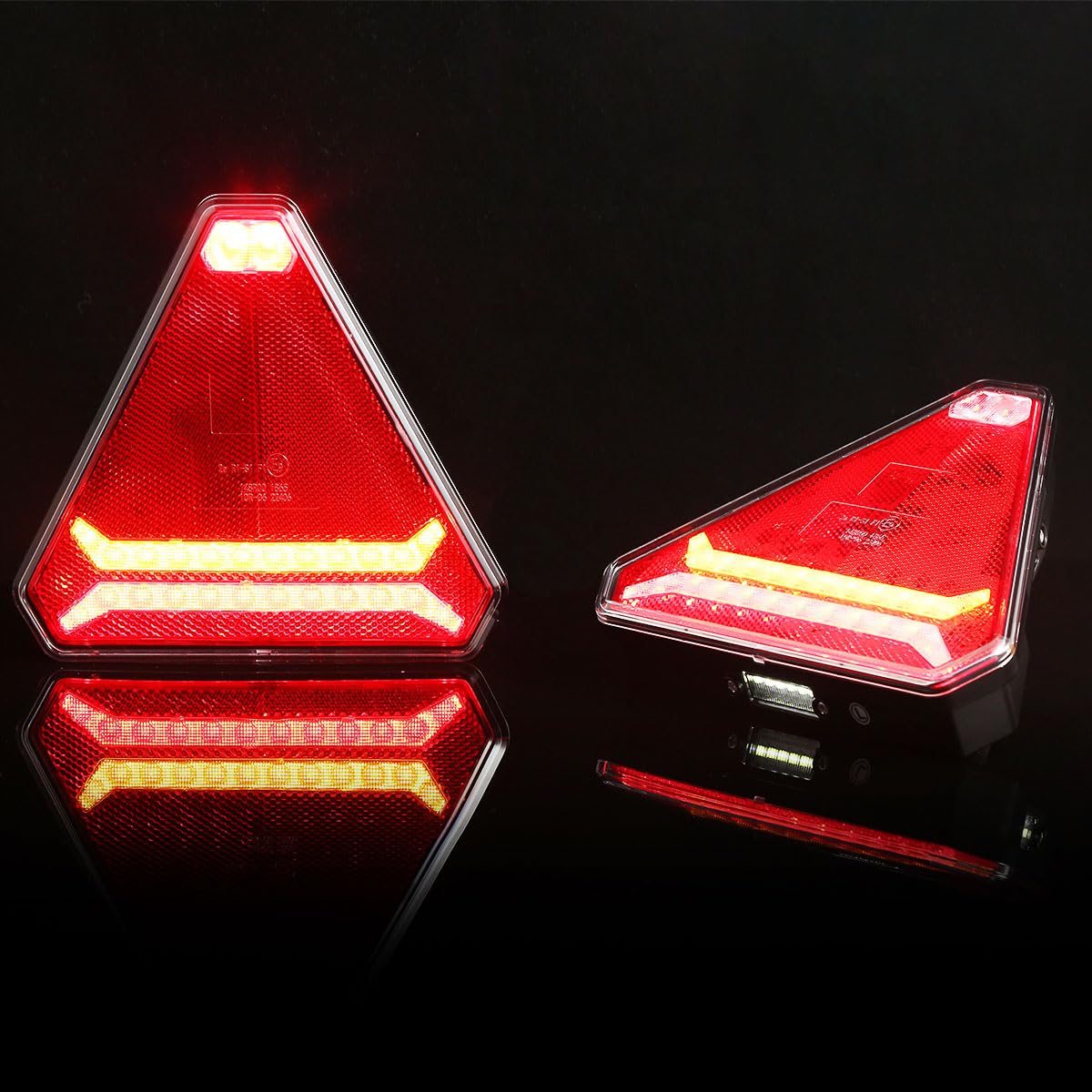 2x Anhänger Rückleuchten Led 6Funktion 12v24v Wasserdicht ECE R10 EMC LED Nebelschlussleuchten Rot für PKW Traktor Landwirtschaftliches KFZ Caravan Reflektor Rotes Dreieck
