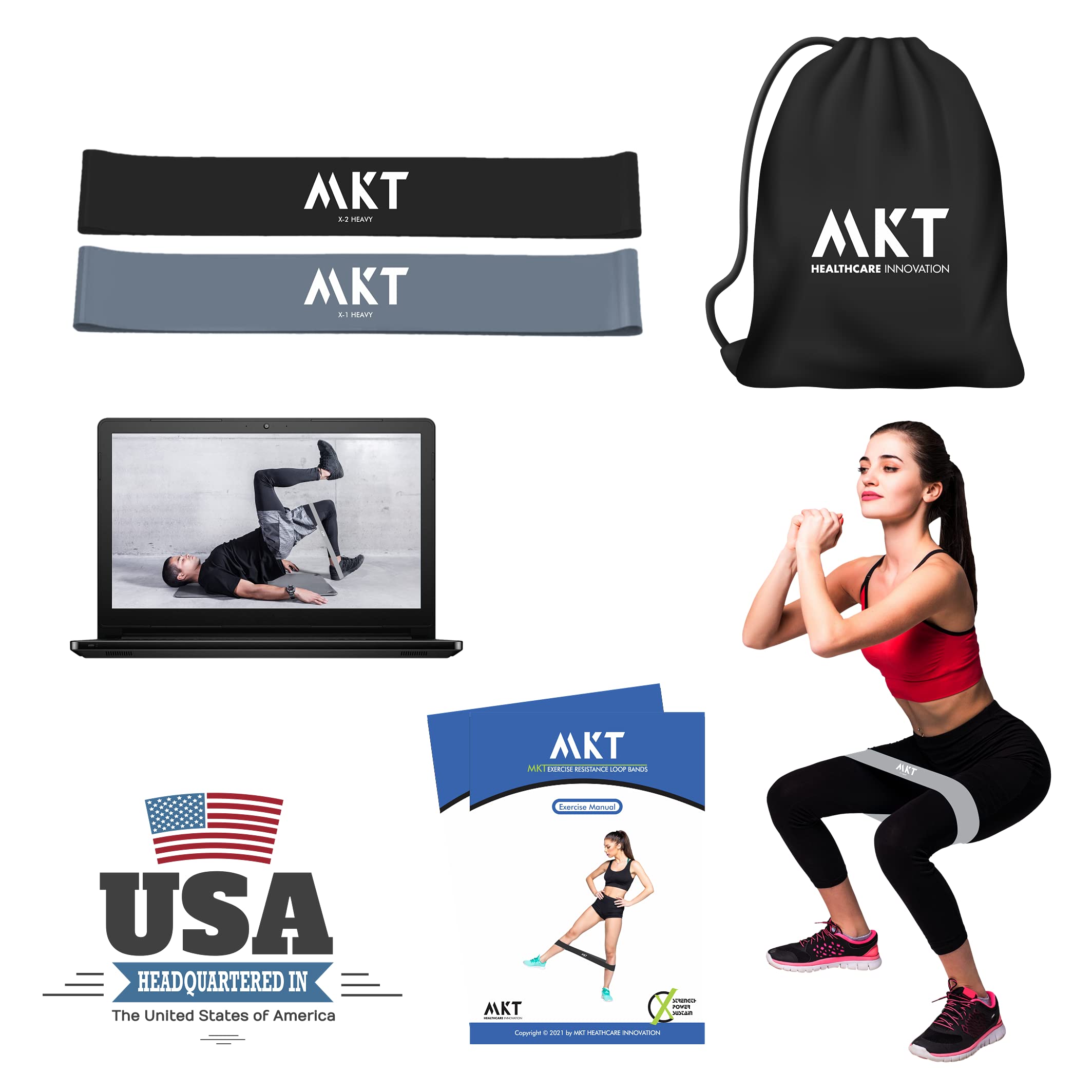 MKT Resistance Loop Bands (Set of 2) with 2 Different Heavy Resistance Levels Exercise Manual, eBook, Workout Videos & Carrying case Included (B09D3HMP11) Amazon Price History, Amazon Price Tracker