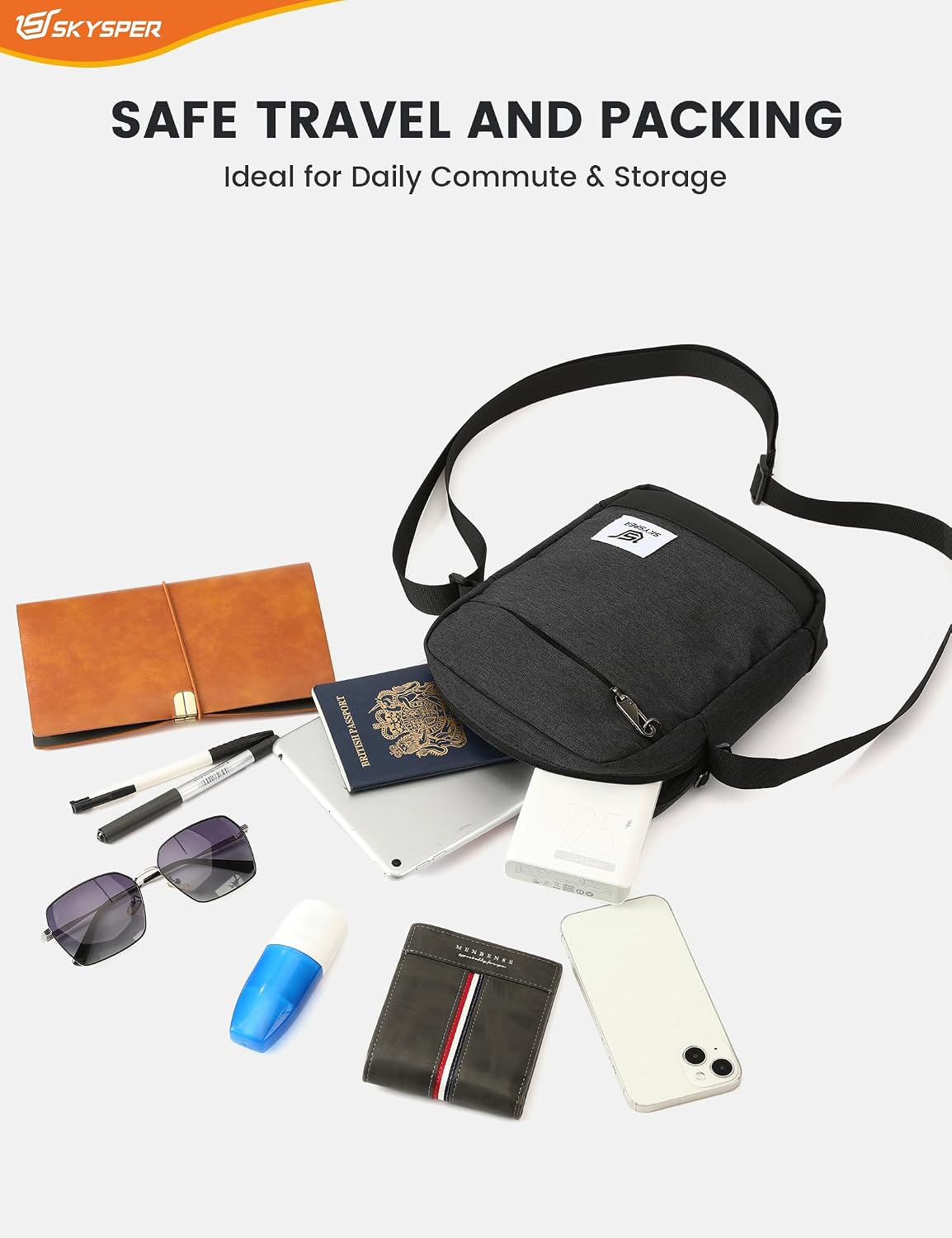 SKYSPER Small Anti Theft Crossbody Bag RFID MIni Sling Bag Travel Purse Small Shoulder Bag