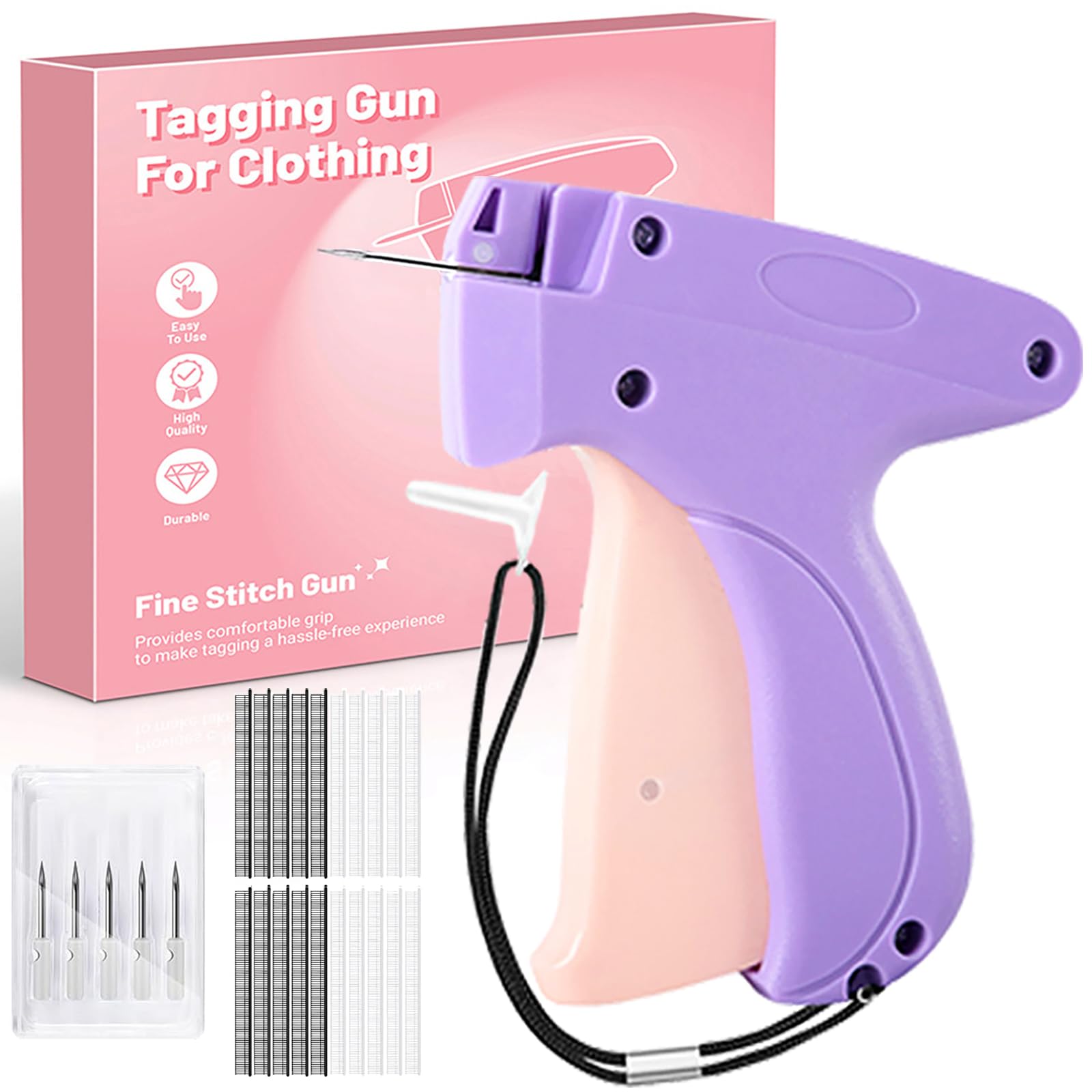 Fine Stitch Gun for Clothes, Quick Clothing Fixer, Handheld Stitch Tagging Gun for Clothing, Stitchy Microstitch Gun, Mini Sewing Gun Kit with 6 Needle, 1000 Black & 1000 White Fasteners (Purple)-image-42