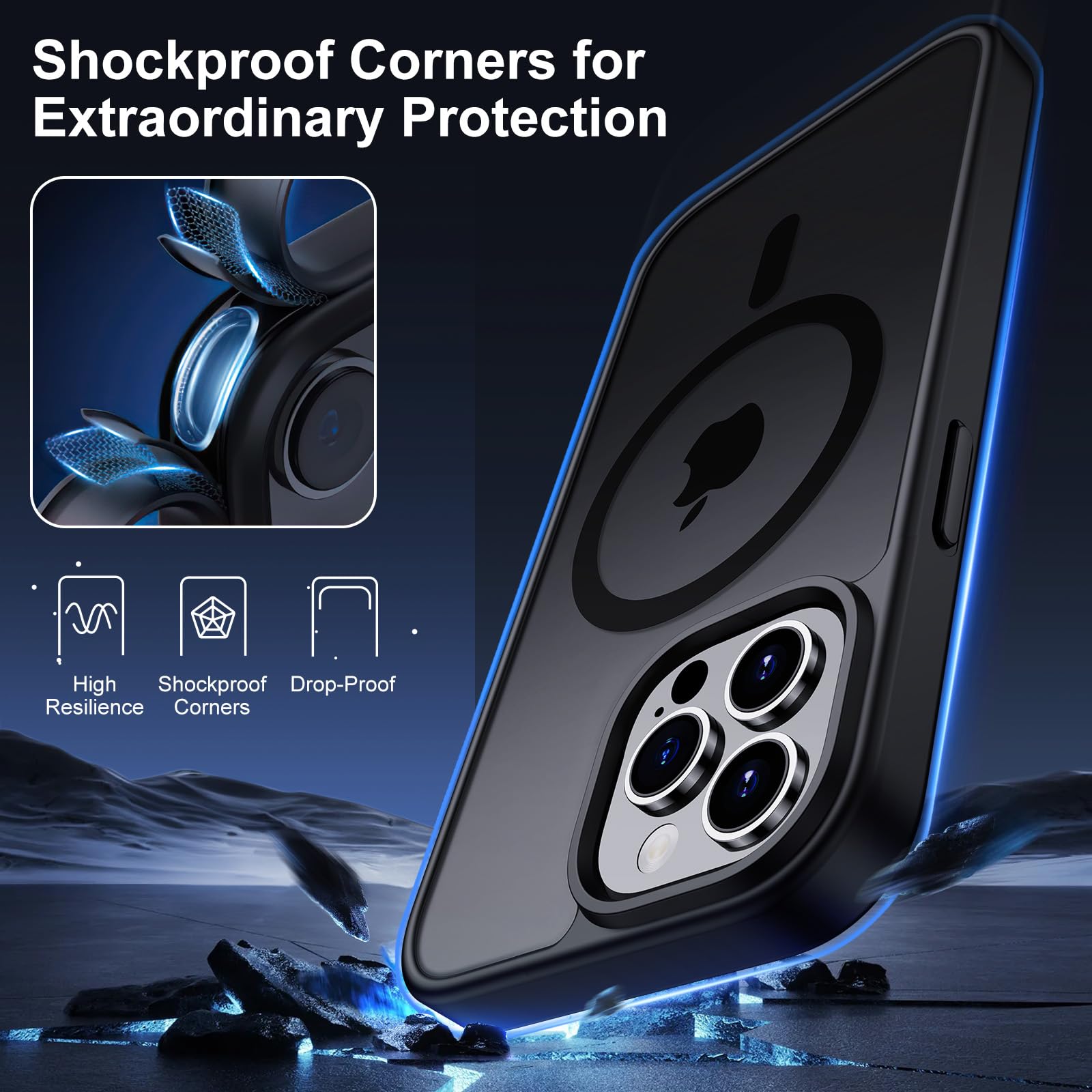 Aunote Cover per iPhone 15 Pro 6,1 Pollici Compatibile con MagSafe Custodia Antishock, Retro Opaco Resistente ai Graffi e Magnetica - Nero