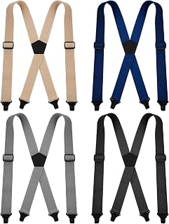 4 Pcs X Back Hidden Suspenders for Men, Heavy Duty Under Clothing Suspenders with Clips for Men Women Airport Friendly
