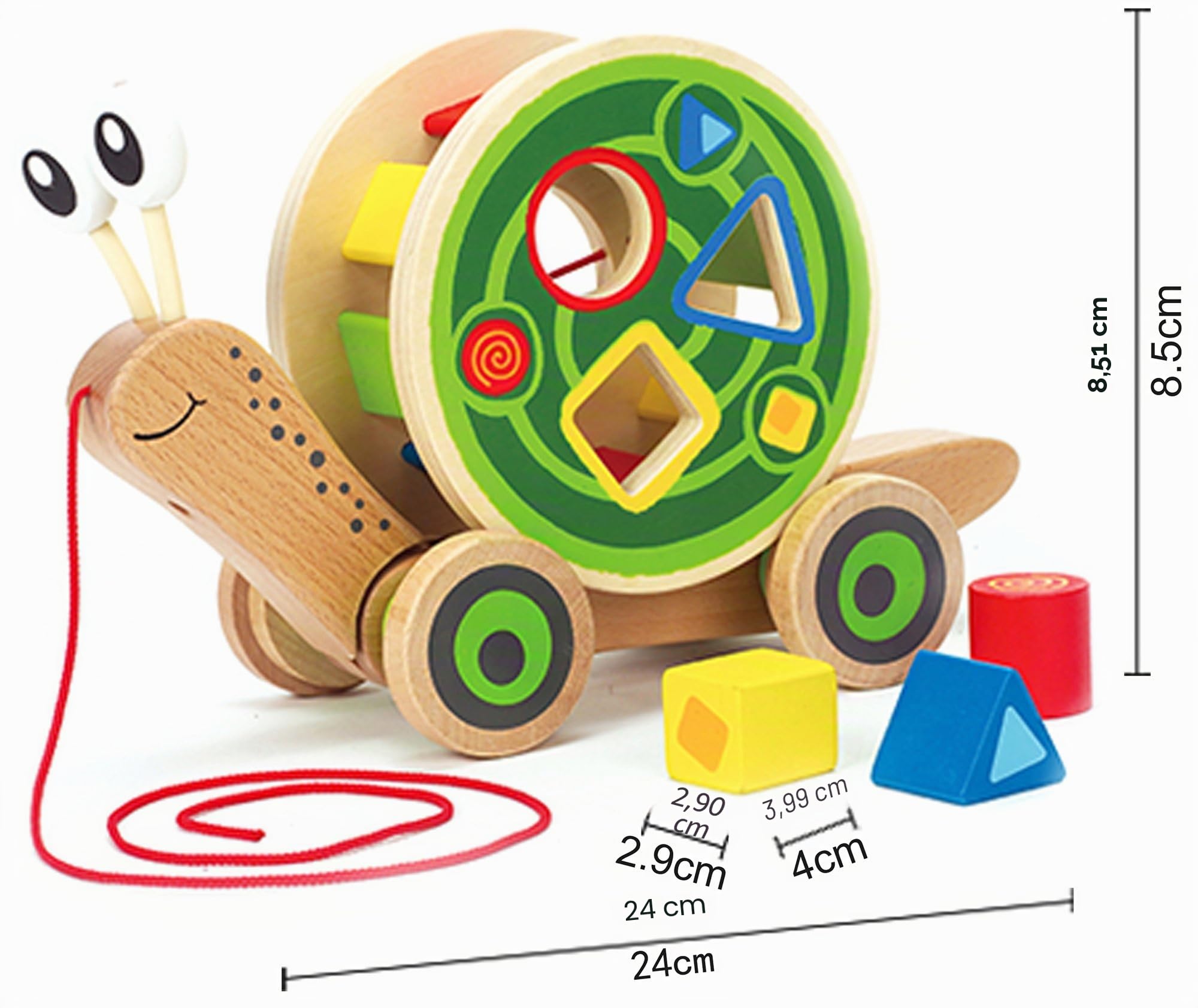 Hape Caracol Clasificador de Formas, Arrástrame y Juega - Juguete de Madera para Niños, Caracol con Ruedas, 12 Meses+