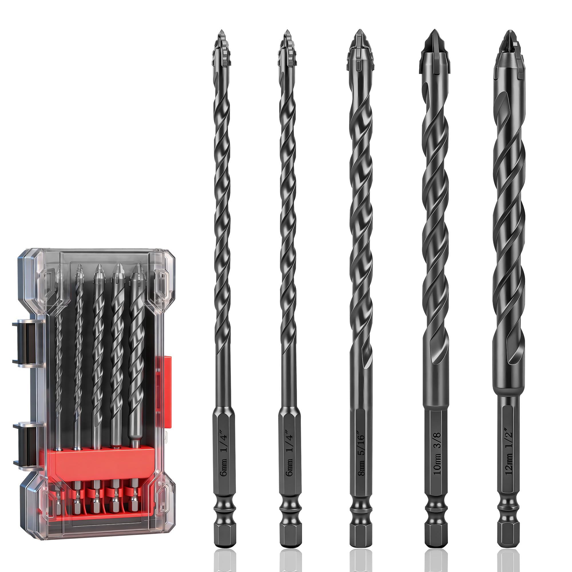 Masonry Drill Bits Set - 5 Piece Carbide -1