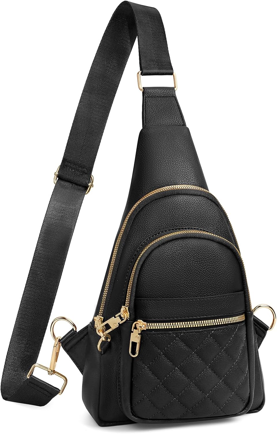 JASGOOD Women Anti-theft Crossbody Sling Bag, Leather Chest Bag Sling Backpack for Fashion Travel,Black