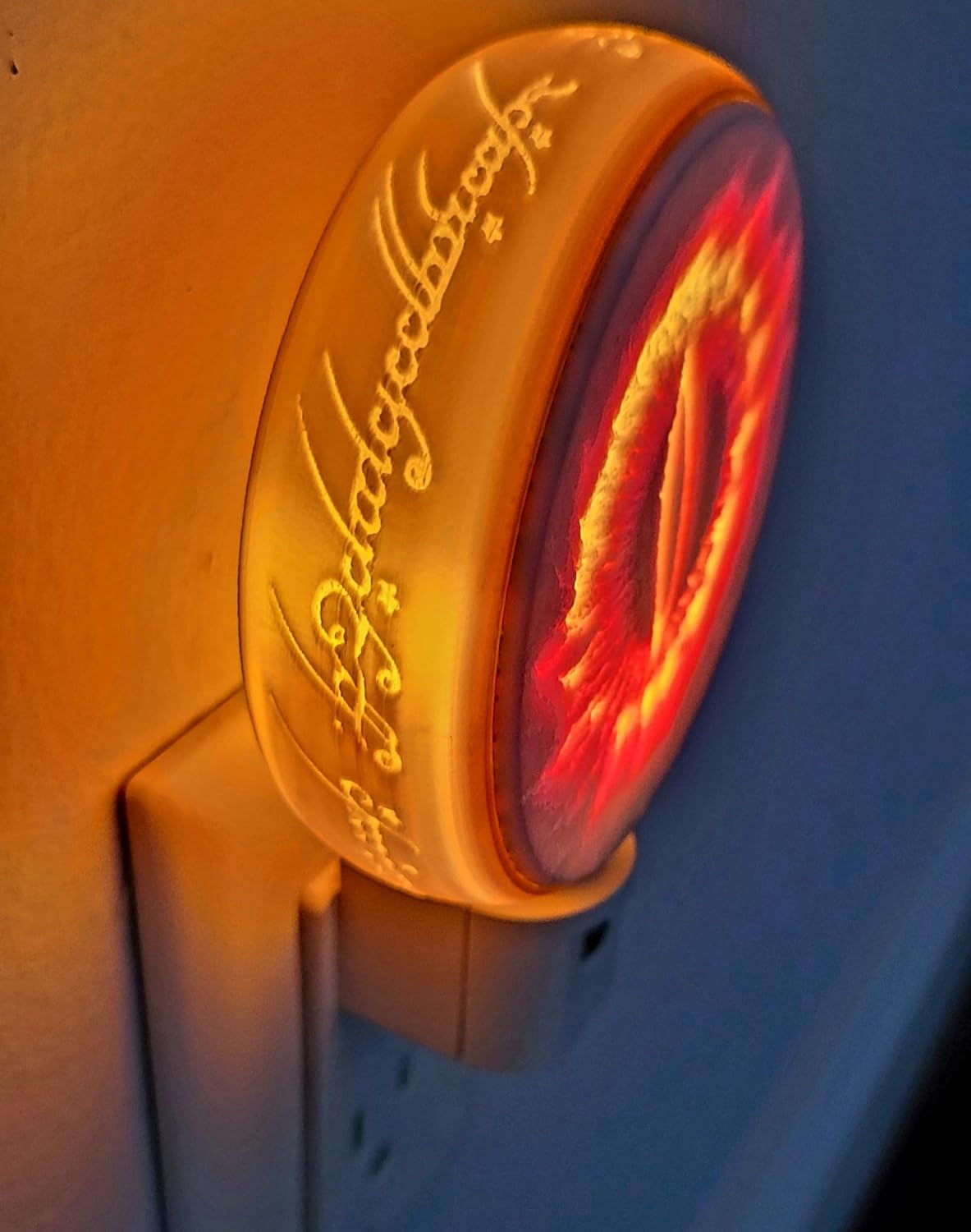 Fantasy Saga LED Plug-in Lithophane Night Lights – Auto Dusk to Dawn Sensor – Unique Themed Decor & Gifts (Fiery Eye of the Dark Lord)