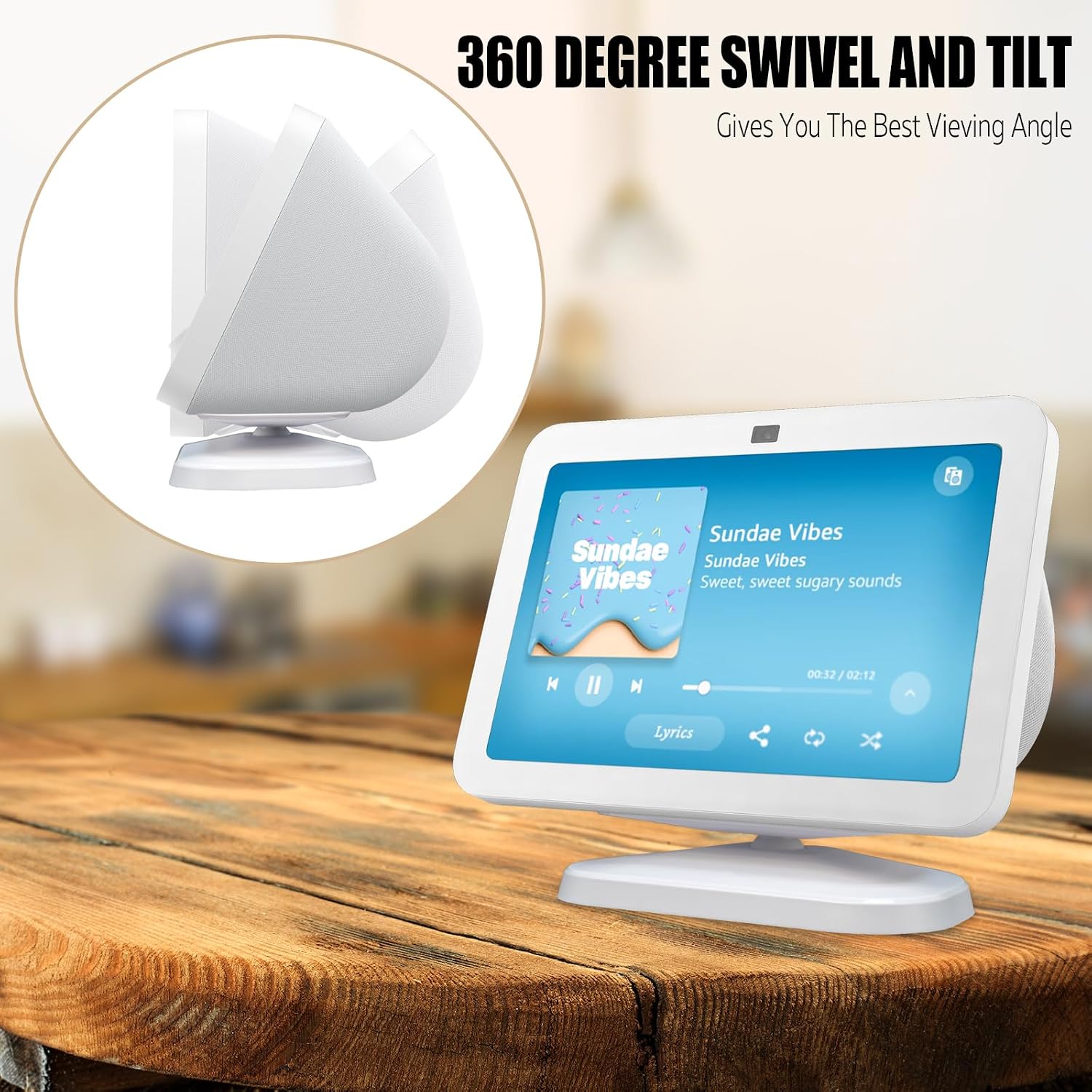 All-New Stand for Show 8 (3rd Gen) - Adjustable Magnetic Stand Mount Accessories, Fit Show 8 3rd Generation & iPhone Models, 360° Swivel, Tilt, Anti-Slip Base (White)