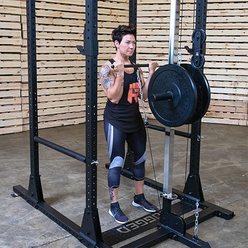 Miniatura 4 de Rugged Strength & Fitness Power Rack (Y100P3) con accesorio Lat - Juego de pesas de 300 libras incluido, ideal para entrenamiento de fuerza en el