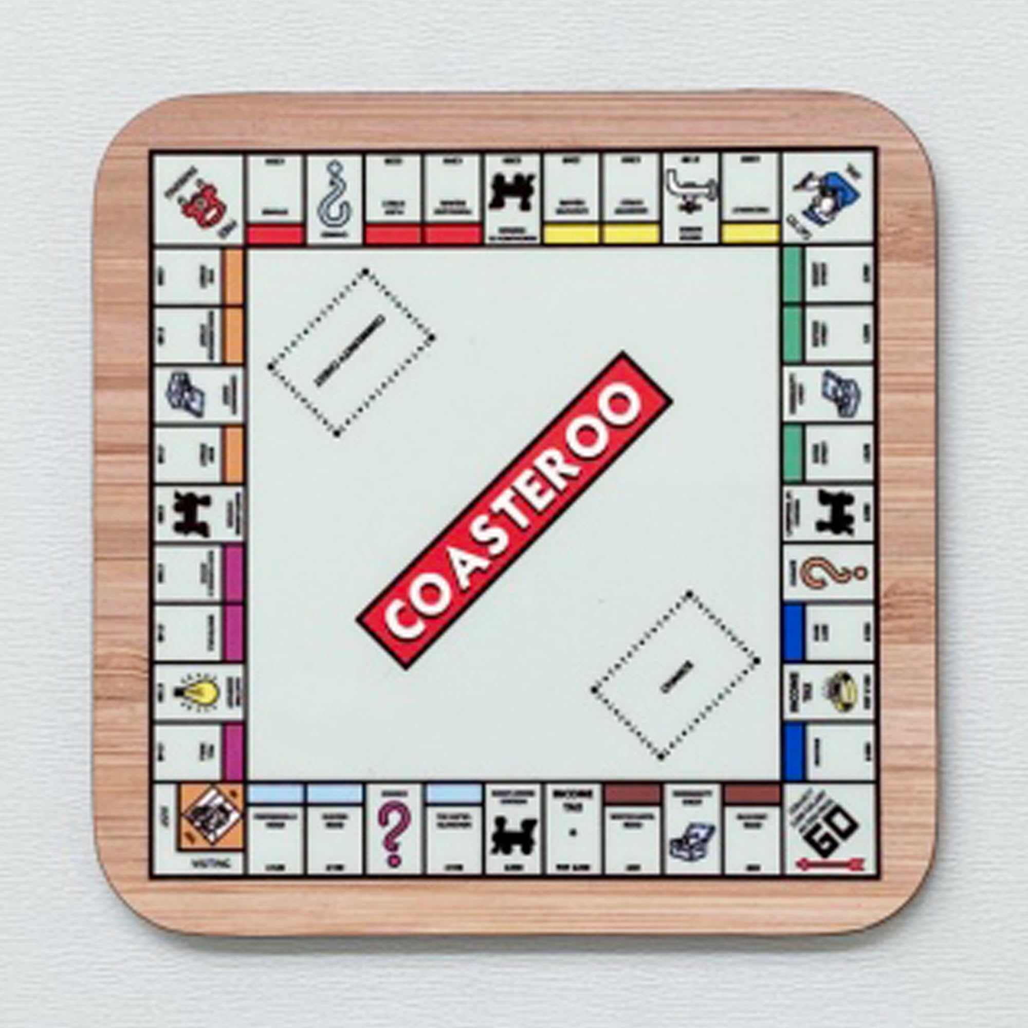 Coasteroo Black Monopoly Game Board - Drinks Coaster - Hardboard - 9Cm X 9Cm - Gloss Finish
