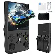 R36MAX Retro Handheld Game Console, 4000mAh Battery with 4 Inch IPS HD Screen, 64GB TF Card Built-in 18,000+ Classic Game Portable Pocket Arcade(Transparent Black)