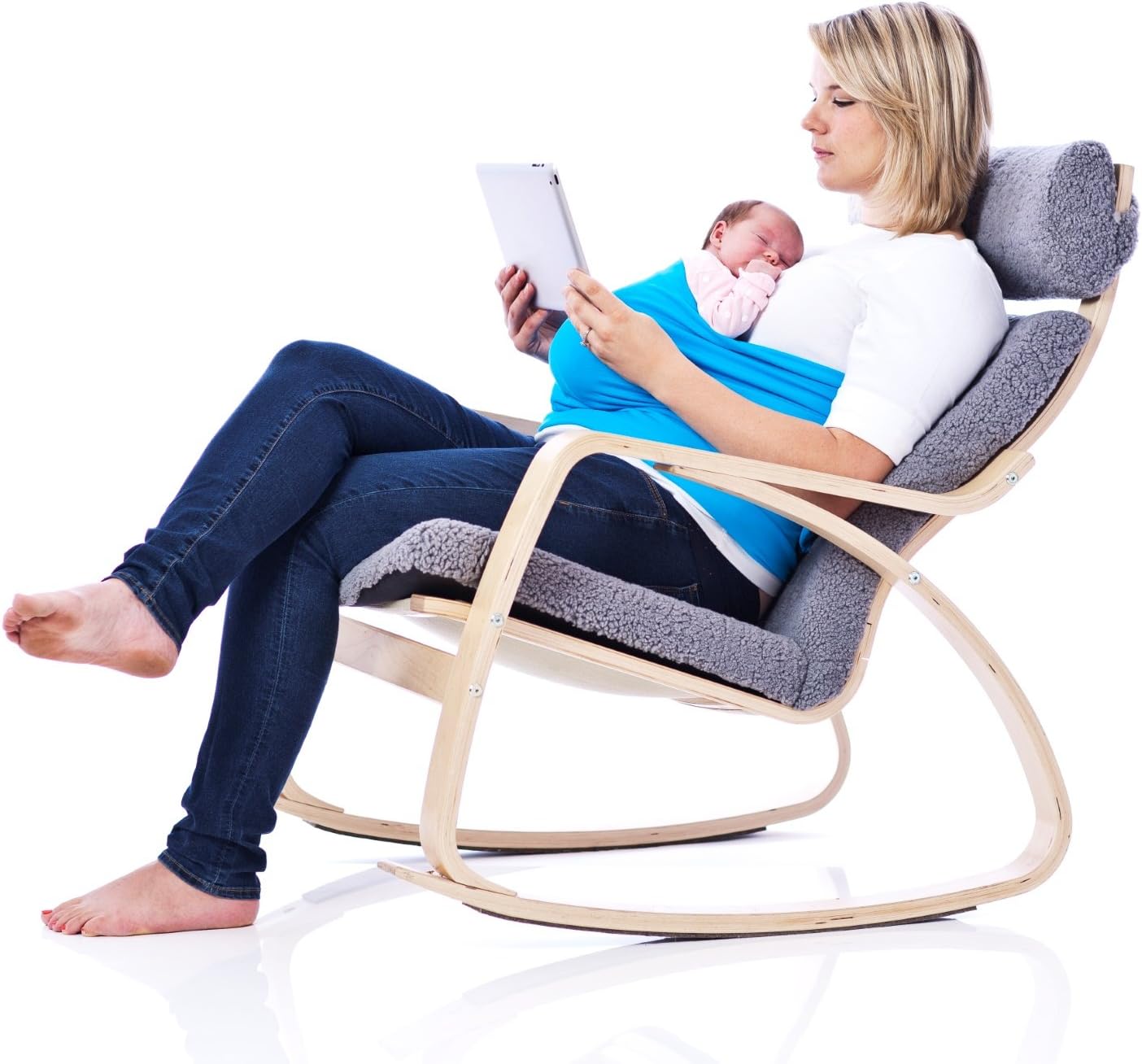 SleepBelt Hands Free Skin-to-Skin Infant Support System (Aqua, Long 41"-54")