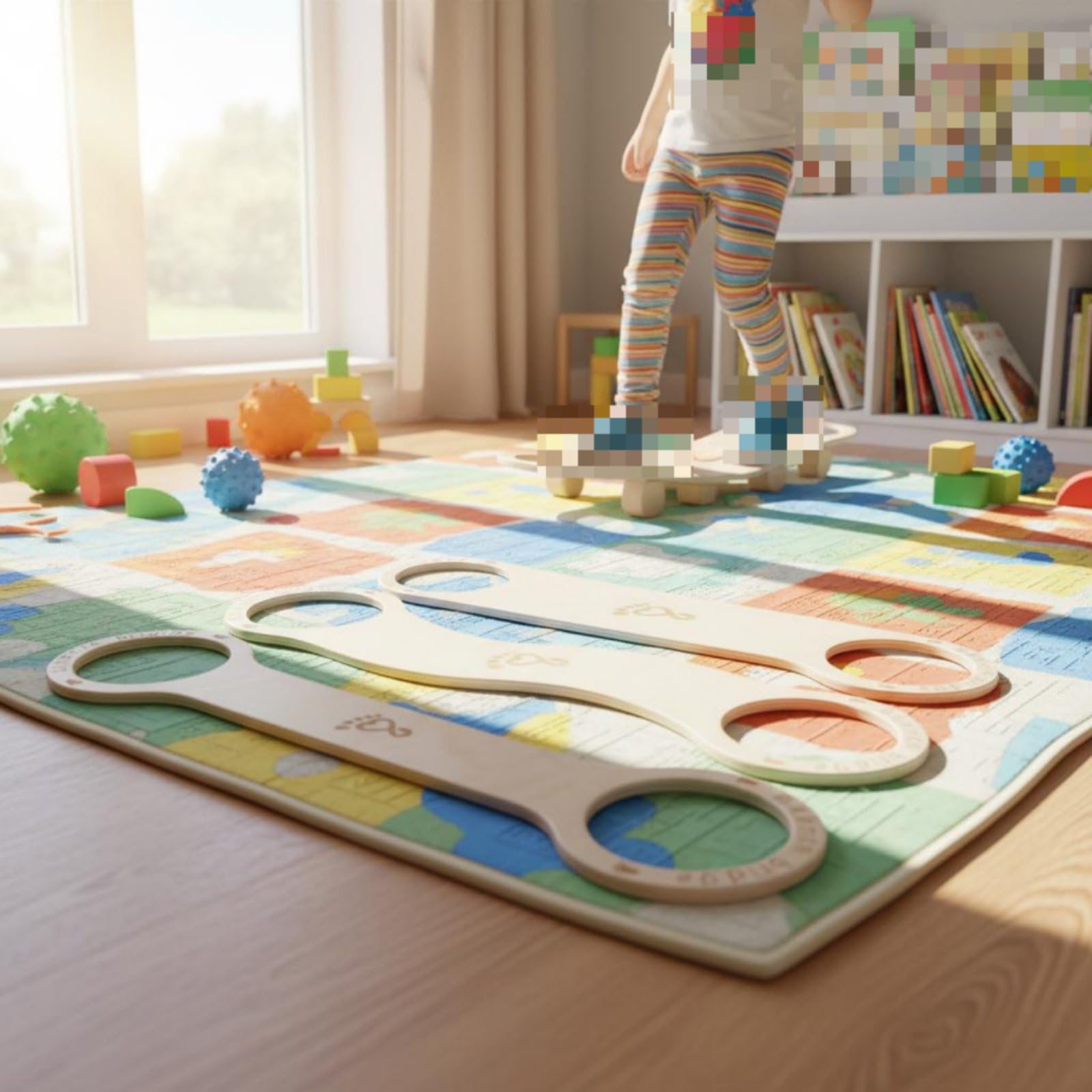 Tavola di Equilibrio per Bambini Tavola, Ponte Di Equilibrio In Legno Con Impronta, Set/Modello Regolare