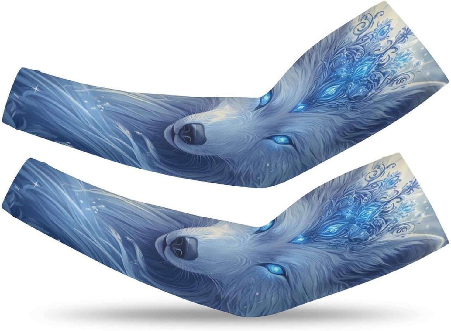 Wolf Arm Sleeves Sun Protection Sleeves Sports Cooling Arm Compression Sleeve for Men Women