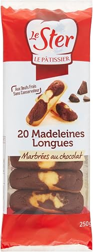 Le Ster Le Pâtissier 20 Madeleines Longues Marbrées au Chocolat 250 g