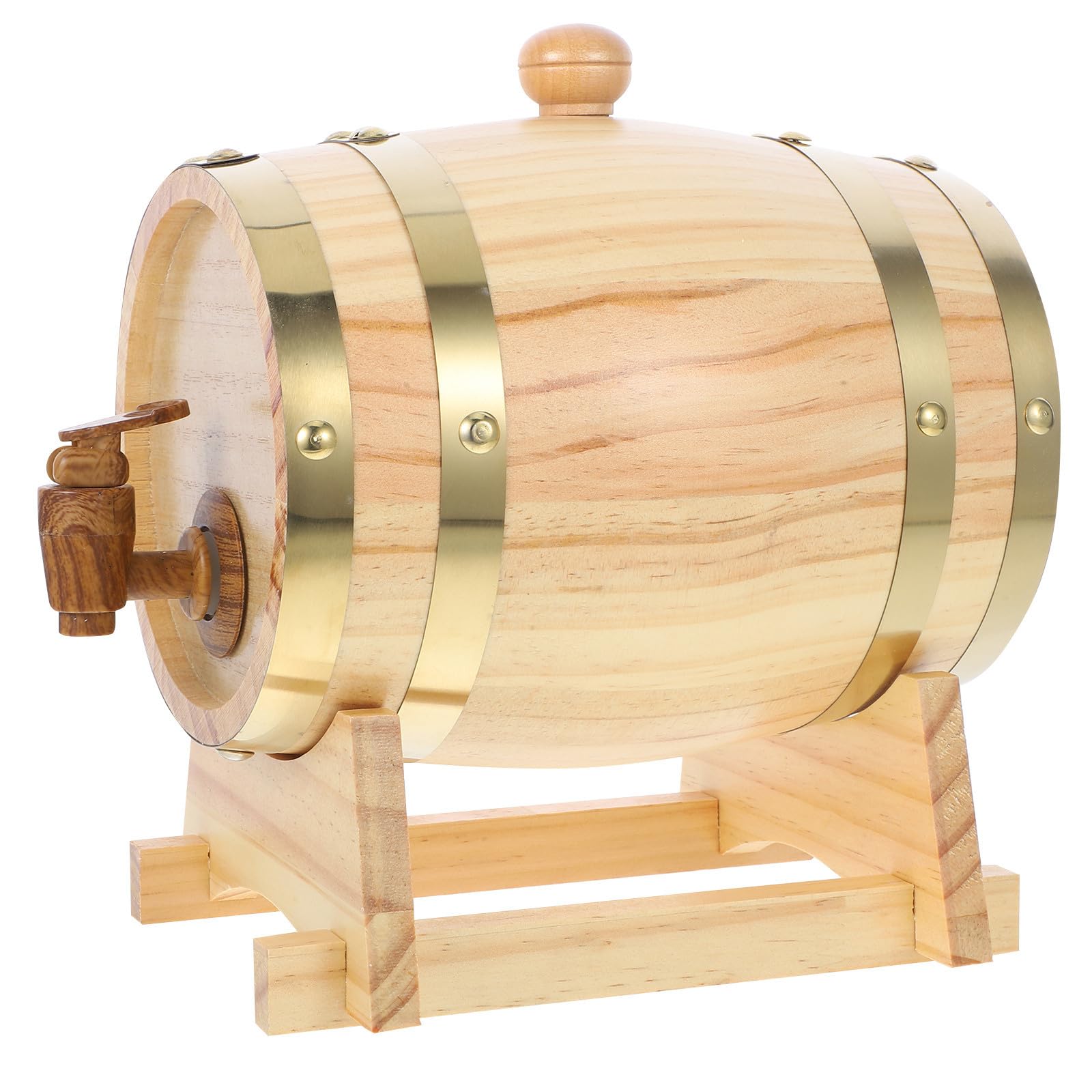 Schnapsfass mit Breiter Basis zur Aromakonservierung mit Zapfhahn und Ständer 3 Liter Holzfass im Vintage Look für Wein und Saft in Gastronomie und Zuhause