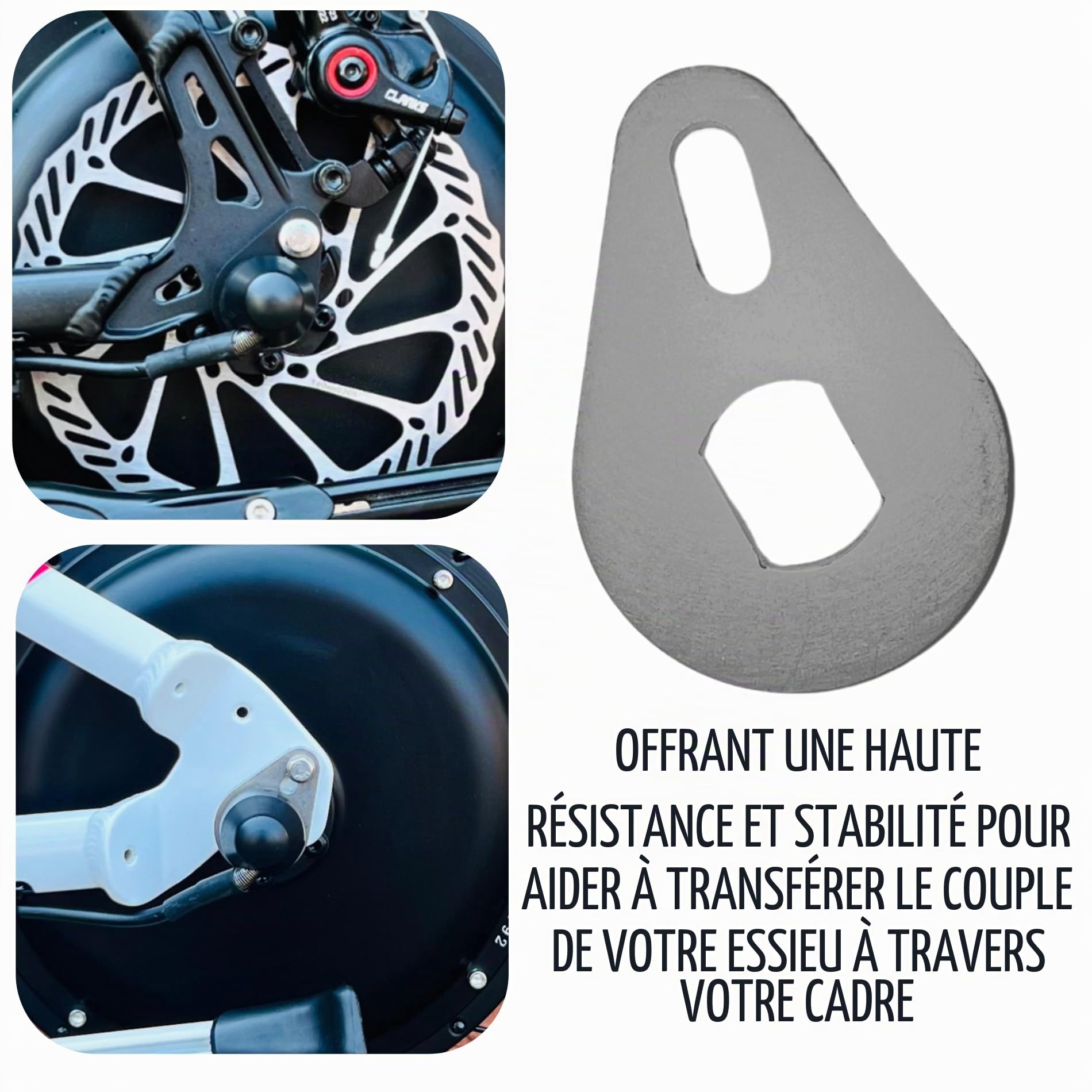 UK Ensemble de bras de couple universel pour vélo électrique M14, 6 mm d'épaisseur, fabriqué en acier inoxydable, pour moteurs de 1000 W, 2000 W, 3000 W.