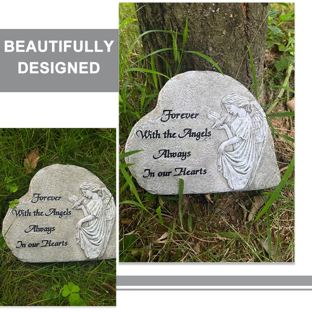 VANZACK Statua Angelo Commemorativa a Cuore in Resina per Giardino Esterno