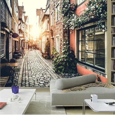 Amazon Wuyyii カスタム3d写真の壁紙ヨーロッパのレトロな町の街並大壁画カフェリビングルームの背景壁紙壁画壁 280x0cm 壁紙