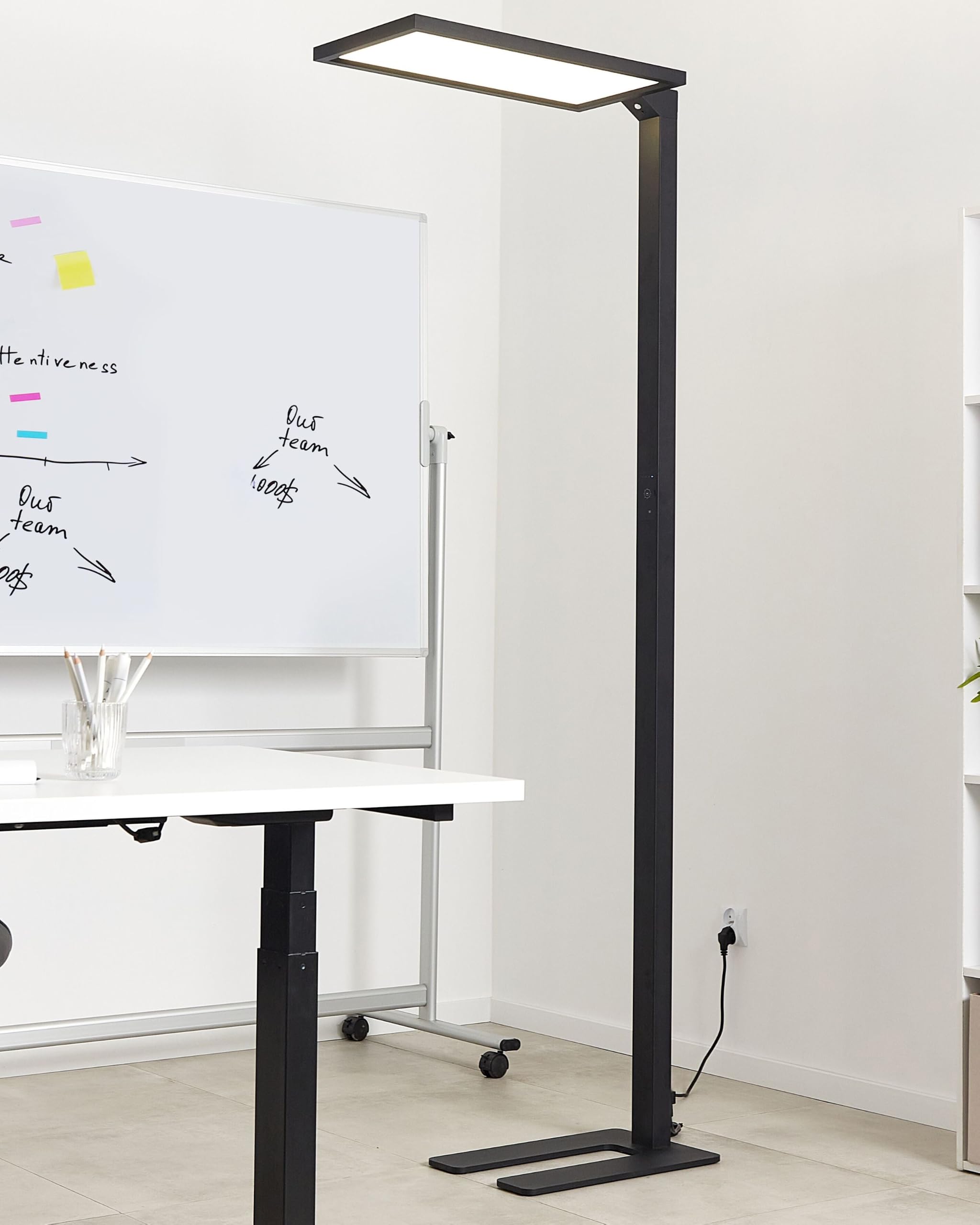 Beliani LED-Stehlampe Metall schwarz mit Bewegungsmelder Touch-Funktion dimmbar Orion