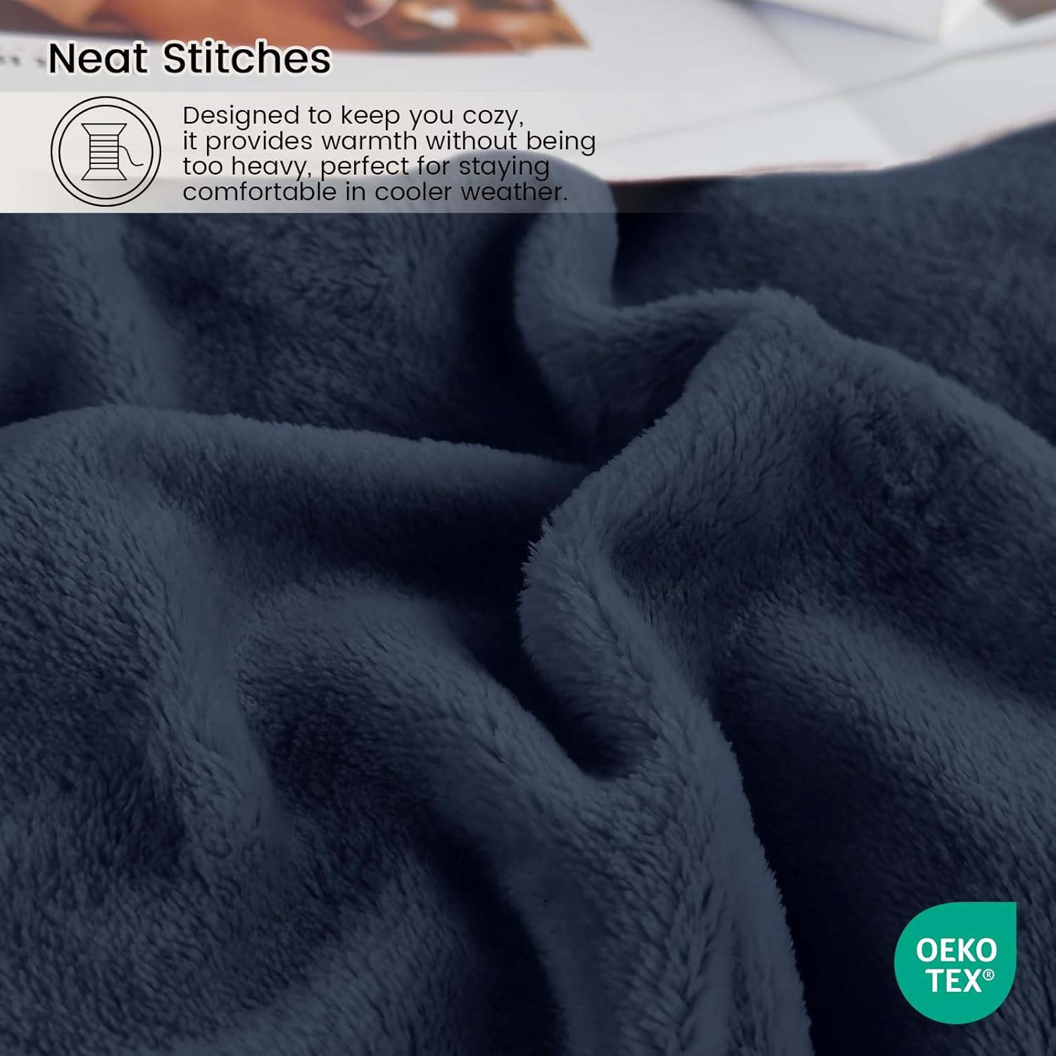 King Flannel Fleece Blanket - Warm, Plush, Lightweight for Women, Fuzzy Soft for Bed, Sofa, Couch, Chair, Travel, Camping, 108" X 90", Navy Blue - Image 5