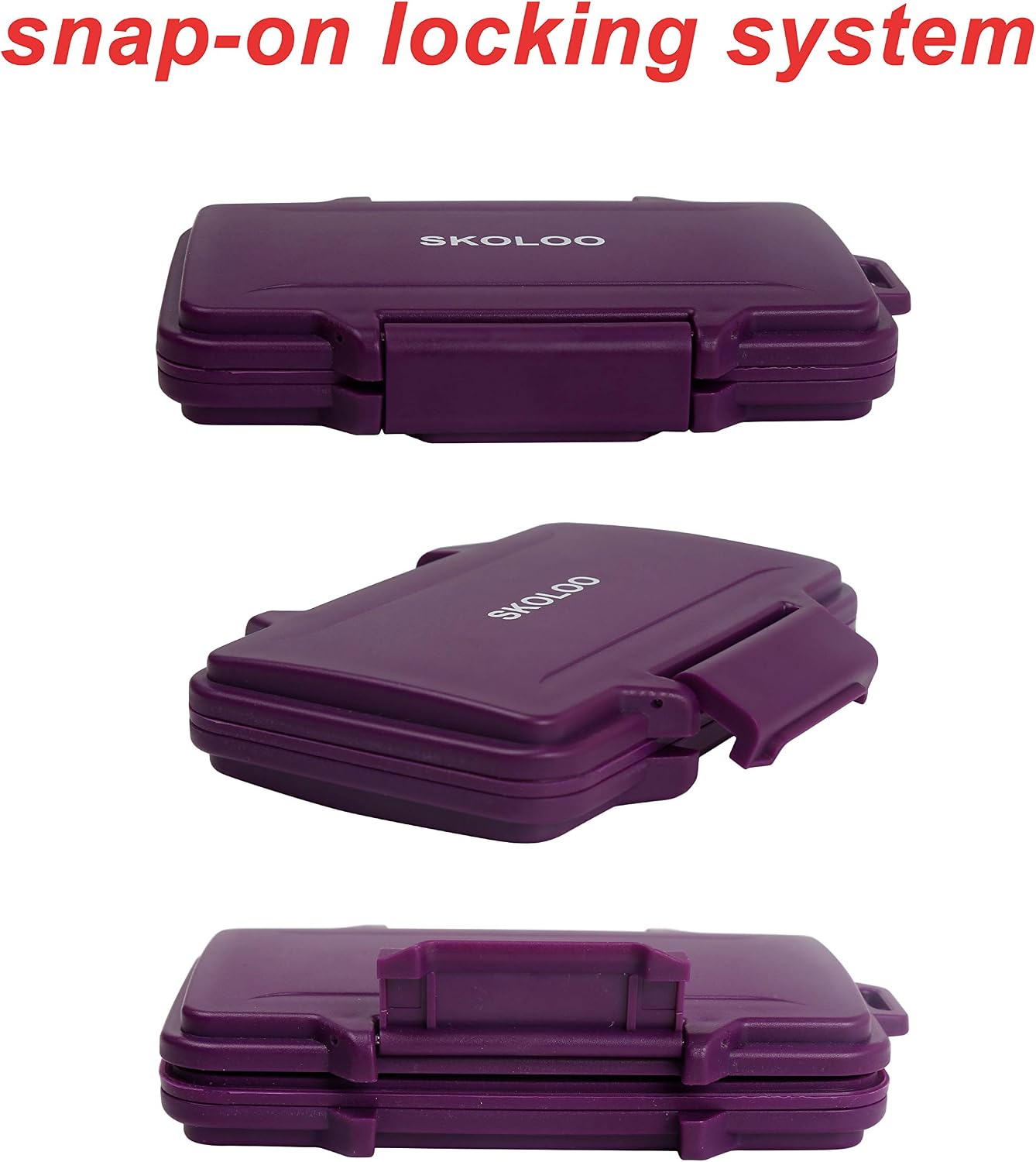 SD Card Holder Case Hunter, SKOLOO Weatherproof Micro SD Card Case Small Cute, SD Card Storage Container, Orange/Purple/Grey