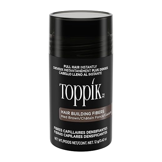 Toppik Hair Building Fibers, Medium Brown, 12g Fill In Fine or Thinning Hair Instantly Thicker, Fuller Looking Hair 9 Shades for Men & Women