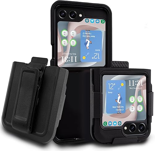 Funda para Samsung Galaxy Z Flip 5, funda de grado militar a prueba de golpes con clip para cinturón para Z Flip 5