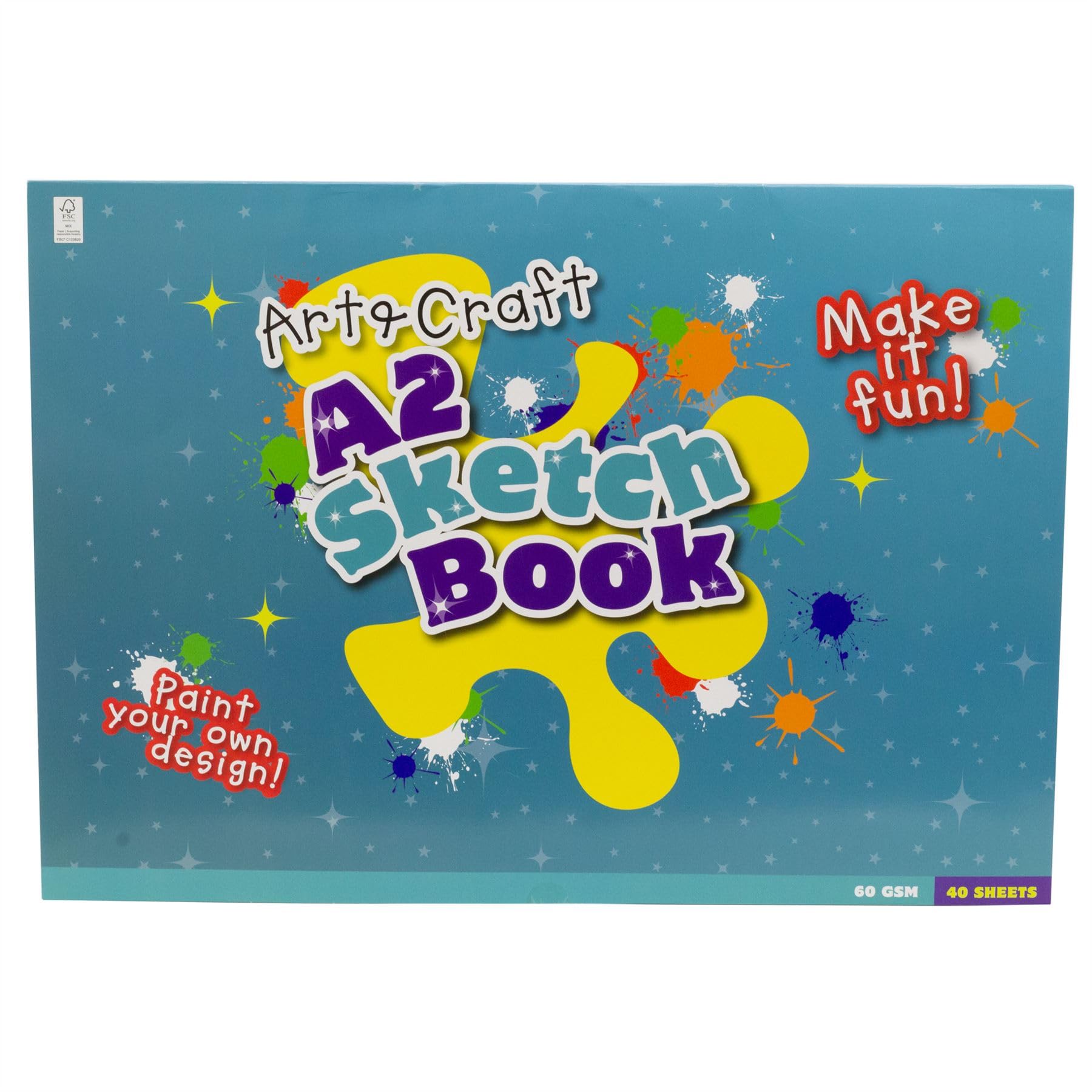 Carousel Home Kids A2 Art & Craft Sketchbook Artist Sketch Pad with 40 Sheets | A2 Drawing Paper Pad 60gsm White Drawing Paper | Extra Large Sketching Book - 59x42cm