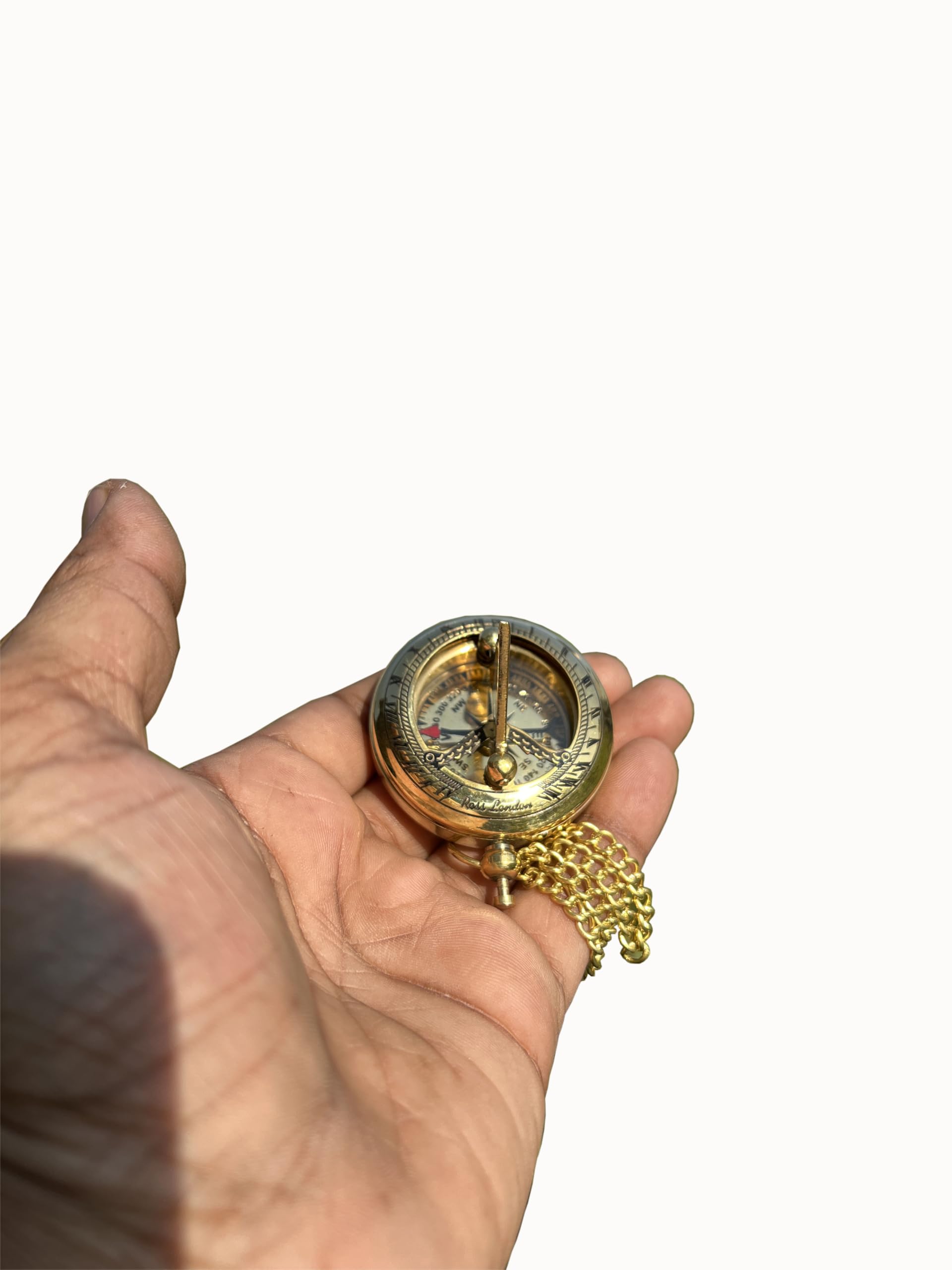 KNB HANDICRAFT Brass Sundial Compass Personalized Keychain Gift Father Son Wife Family Member