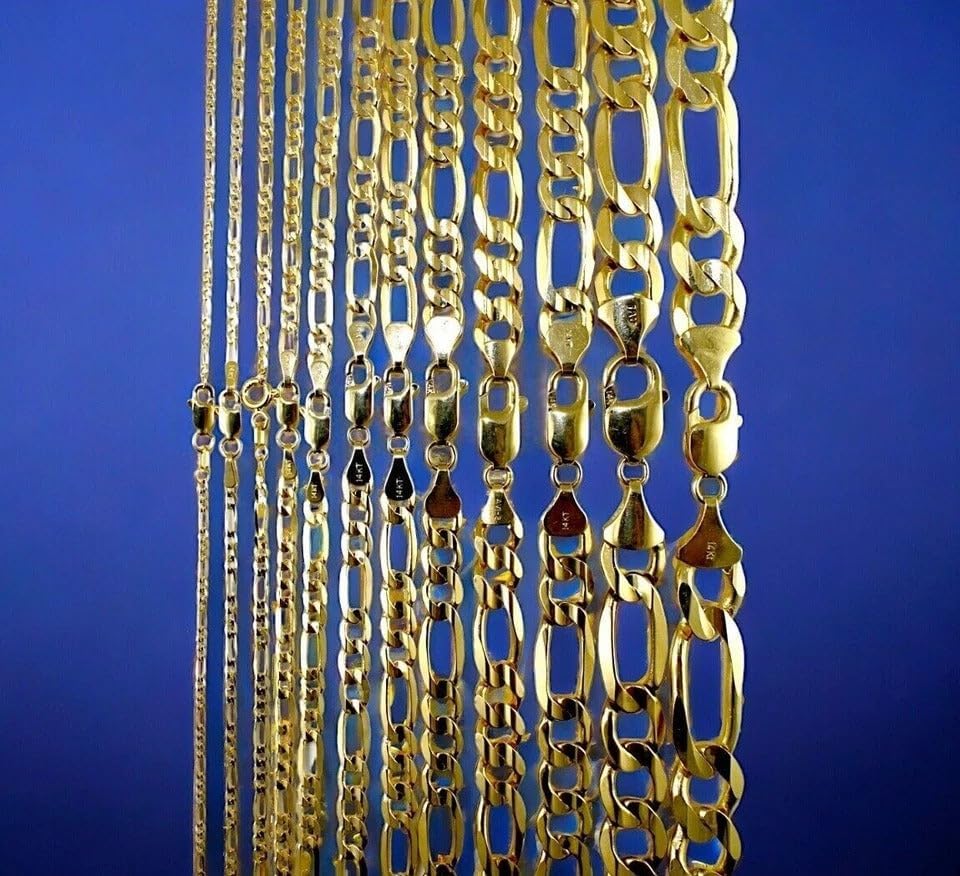14K Yellow Gold SOLID Figaro Necklace Chain Bracelet Men Women Jewelry 4.2g | 4mm | 8 Inches | MADE IN ITALY - Image 7