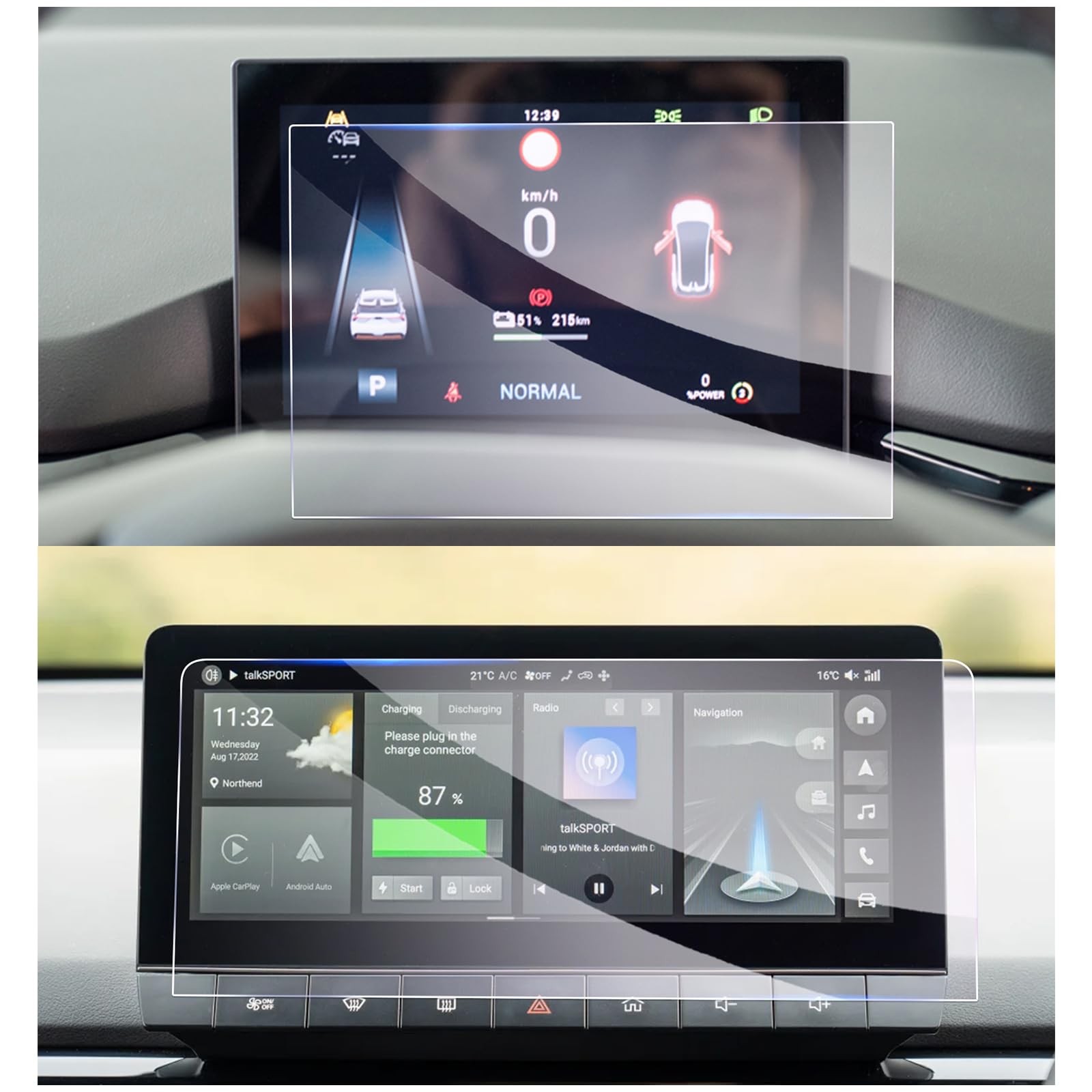 GAFAT MG 4 EV MG4 Facelift 2022-2025 2026 Navigation + Cockpit Film de Protection d'Écran, Film en Verre pour 10,25" TouchScreen + 7" Instrument Cluster, Anti-Rayures 9H, Accessoires MG4 [2 Pièces]