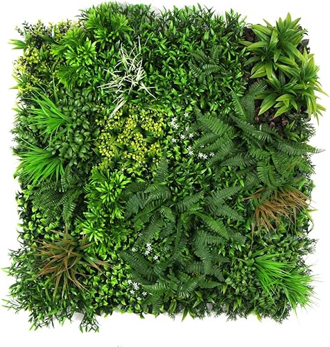 ULAND Paneles de pared de plantas artificiales, 1 pieza de 40 x 40 pulgadas, decoración de fondo de pared de césped verde, hojas de hiedra