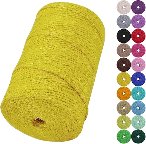 Miniatura 26 de Cuerda de yute natural de 0.079 pulgadas y 328 pies para manualidades, cuerda de yute de colores de 3 capas para envoltura de regalos, jardinería