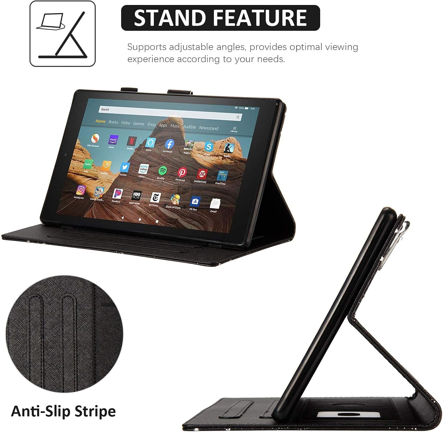 Dteck Case for Fire HD 10 (9th/7th/5th Generation, 2019/2017/2015 Release) - Slim Premium PU Leather Folio Stand Magnetic Cover with Auto Wake/Sleep for All-New Amazon HD 10.1 Tablet, Planet