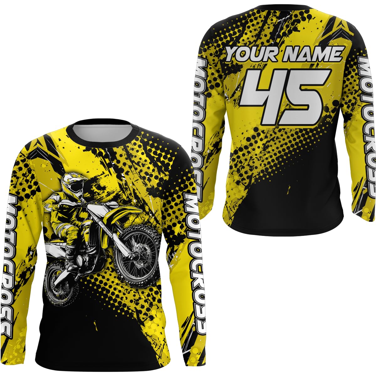 Motocross Jersey Men Women Kid Dirt Bike Jersey Upf30+ Customized Motocross Racing Shirt Youth Boys Girls Off-Road Motorcycle (US, Alpha, Small, 5X-Large, Regular, Regular, Yellow)