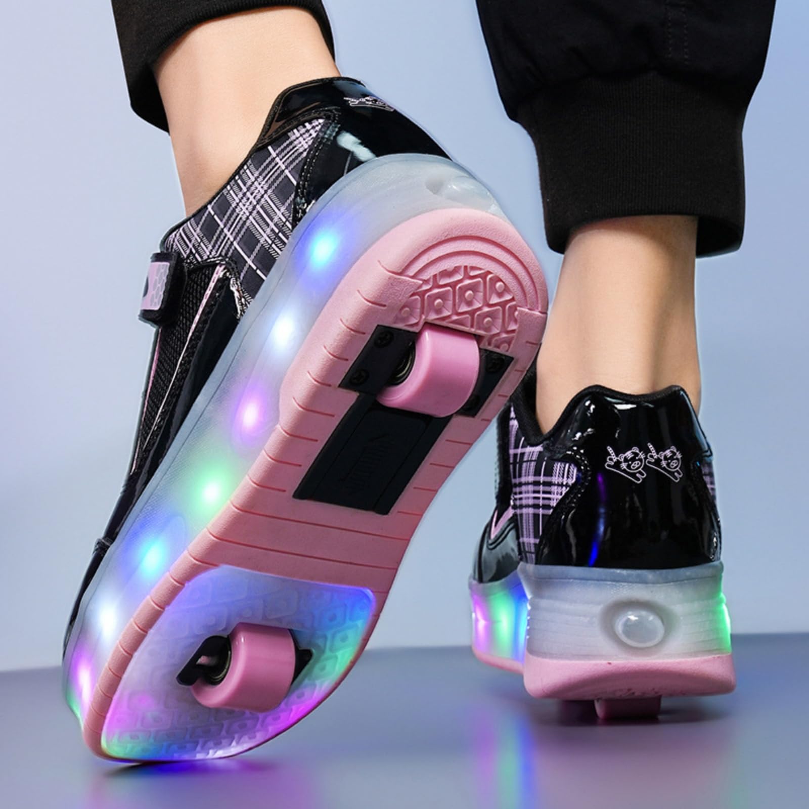 Fansu Zapatos de Patinaje con Ruedas para Niños y Niñas con Luz LED Ajustable, 2 en 1 Zapatillas con Ruedas y Luces para Niñas Niños USB Calzado Zapatillas Deportivas